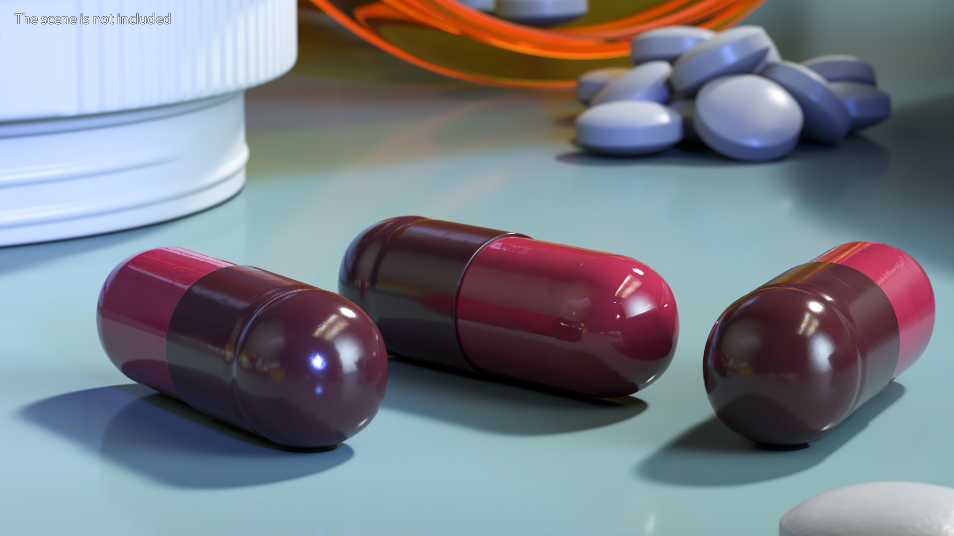 3D Capsule Pink and Maroon model