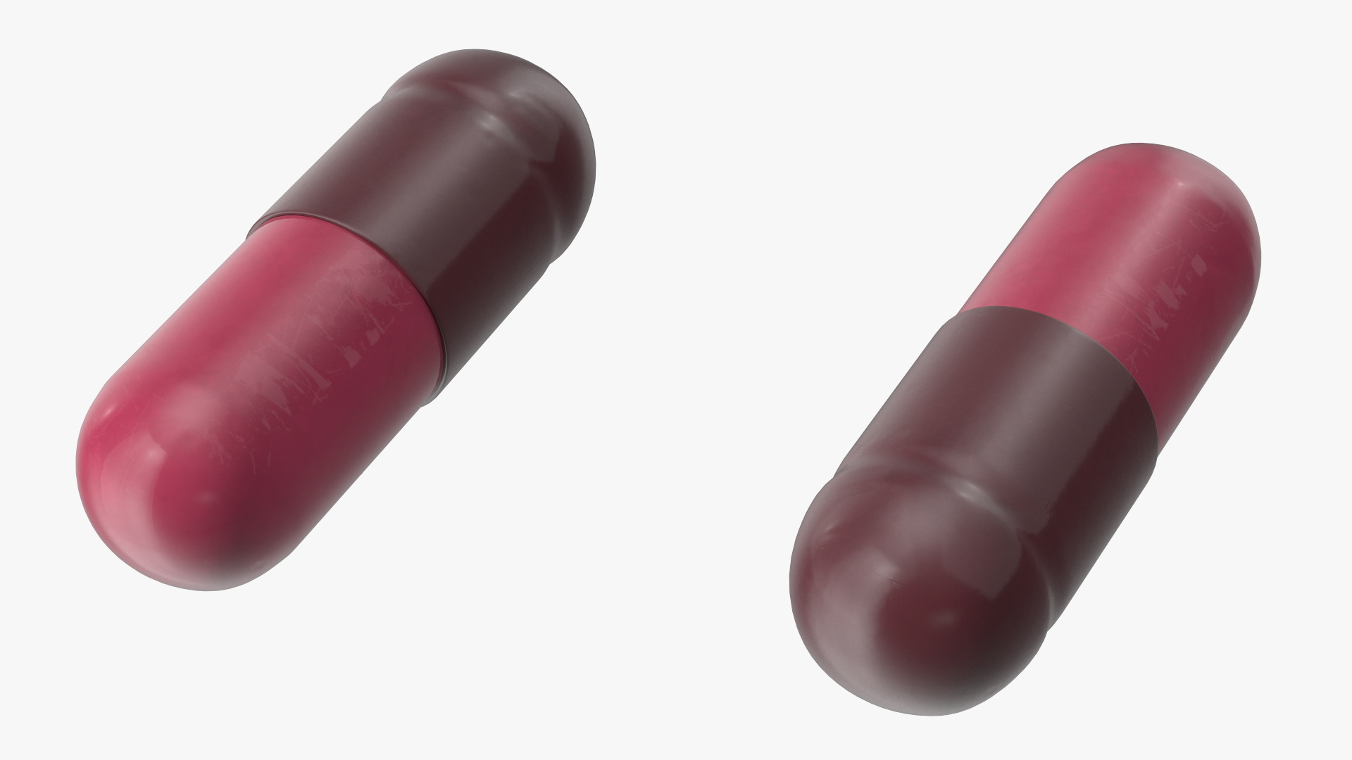 3D Capsule Pink and Maroon model