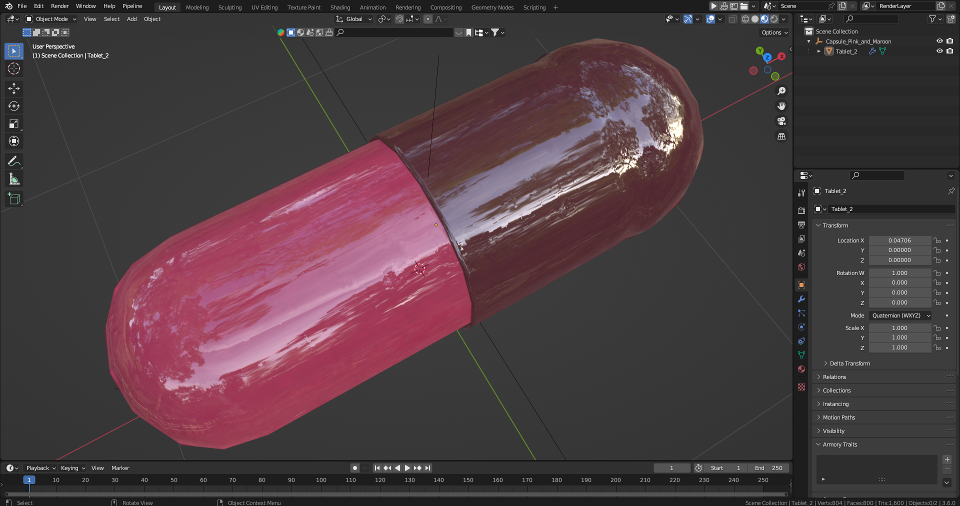 3D Capsule Pink and Maroon model