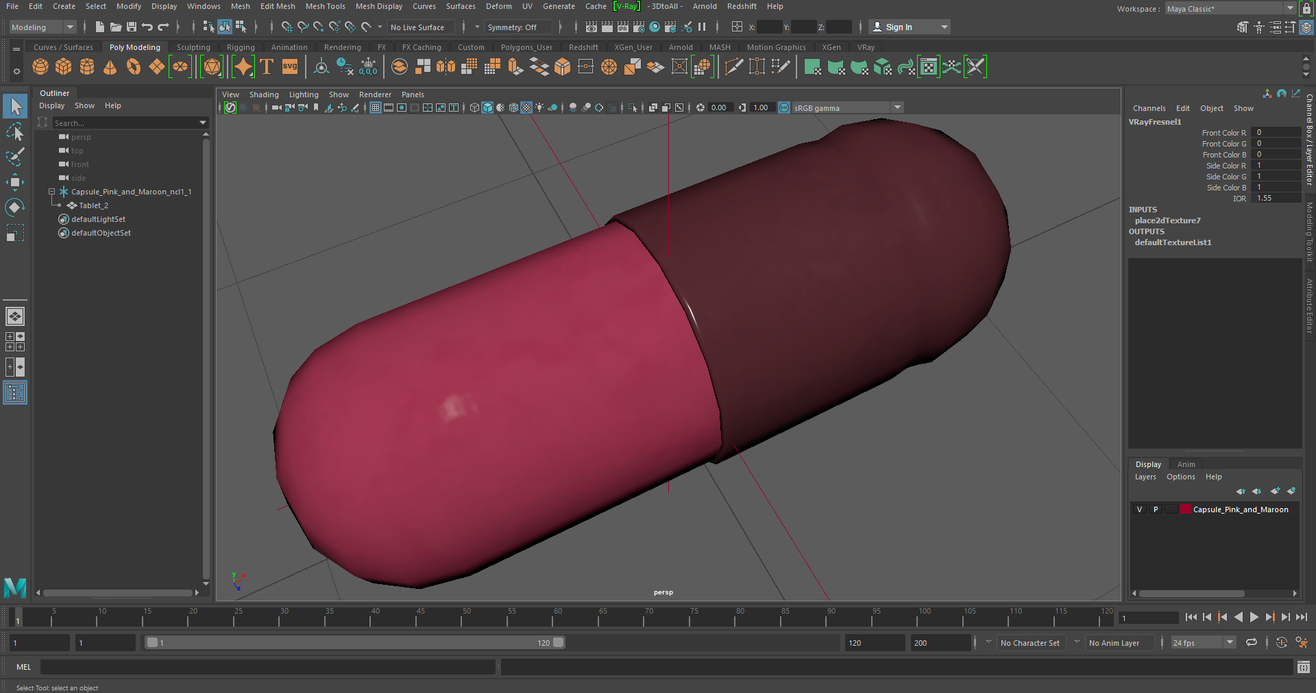 3D Capsule Pink and Maroon model