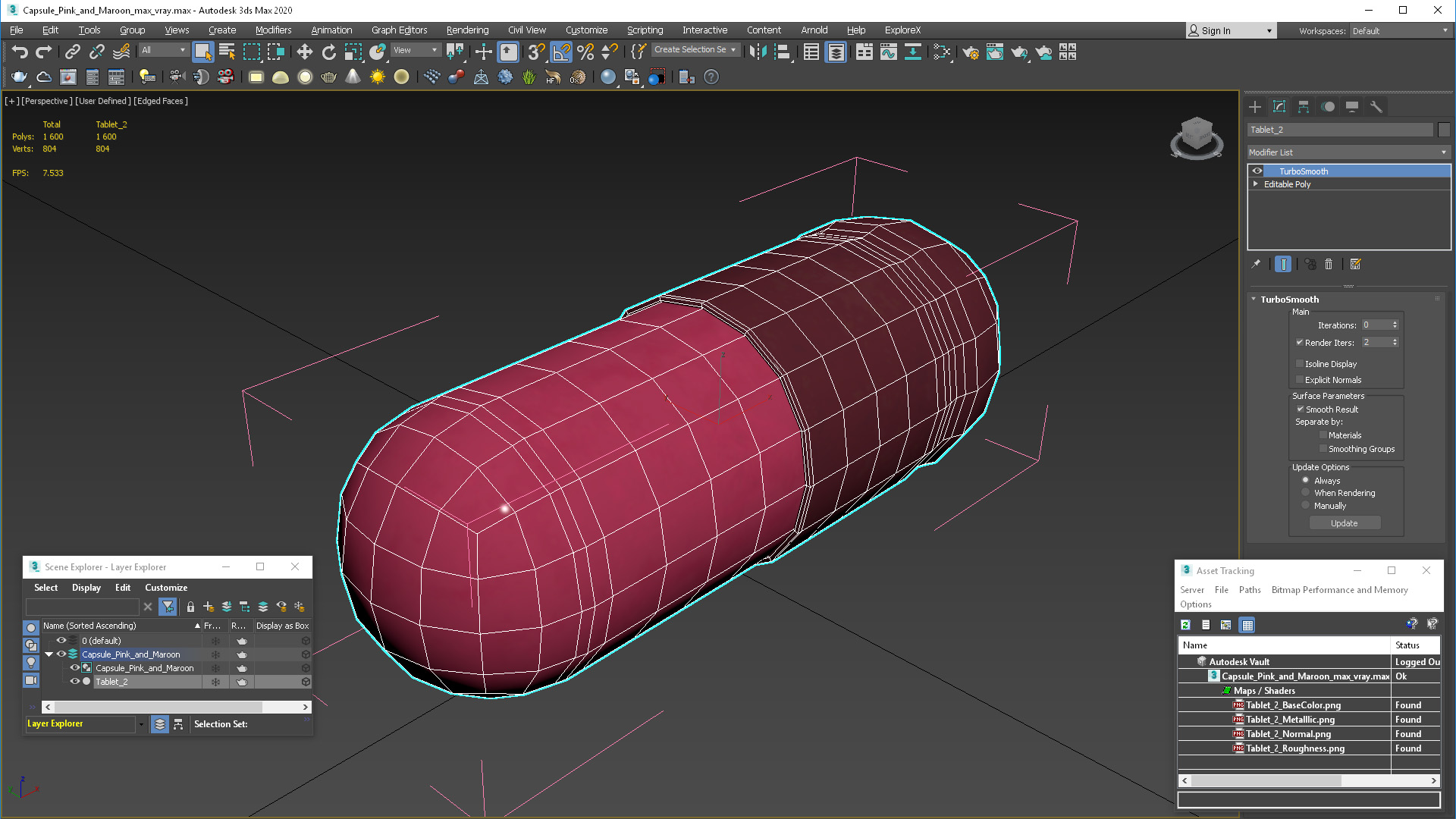 3D Capsule Pink and Maroon model