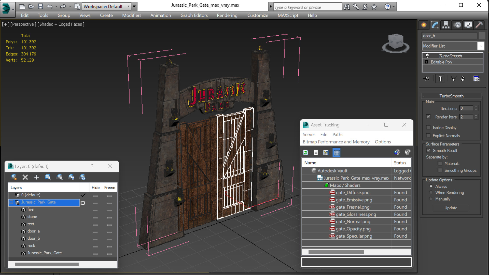 3D Jurassic Park Gate model