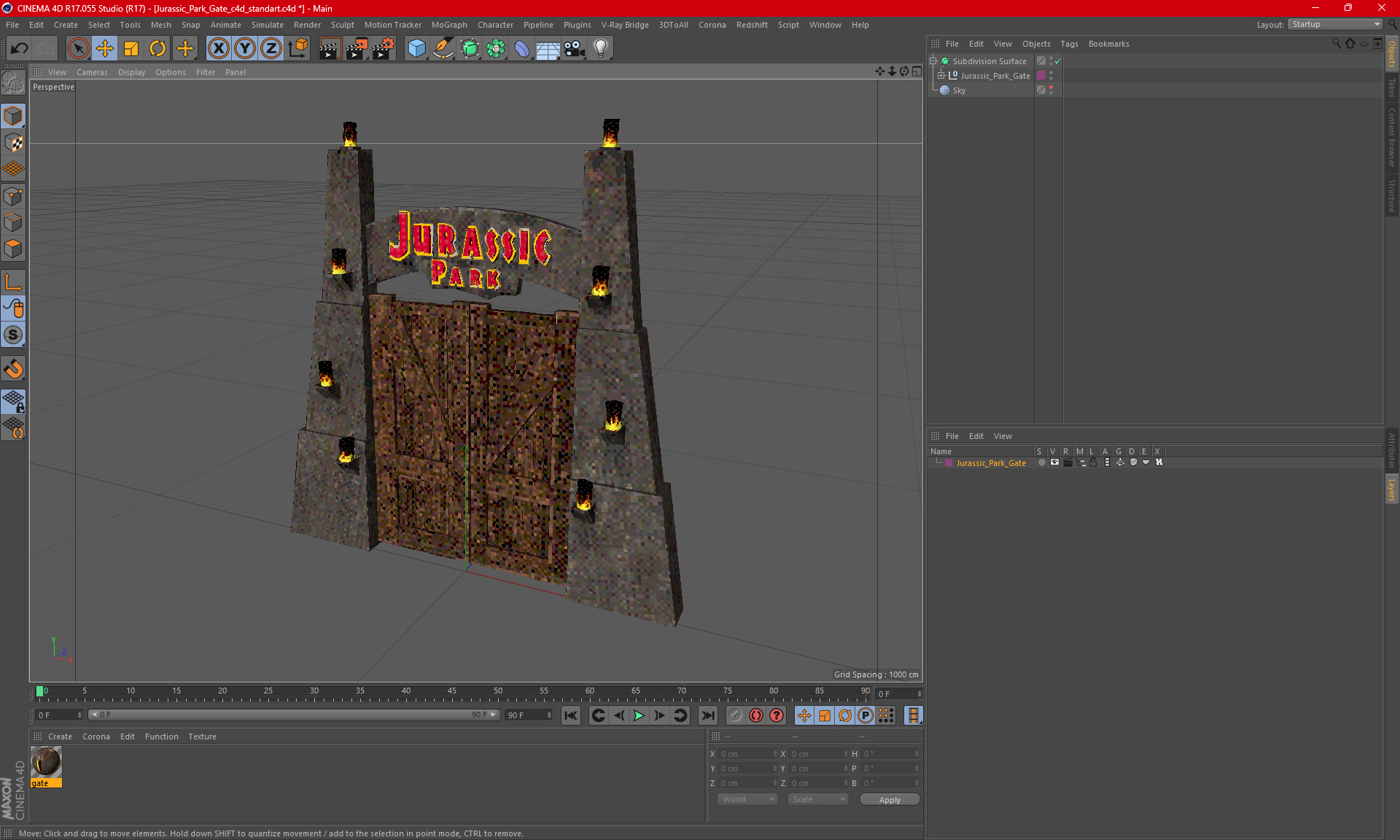 3D Jurassic Park Gate model