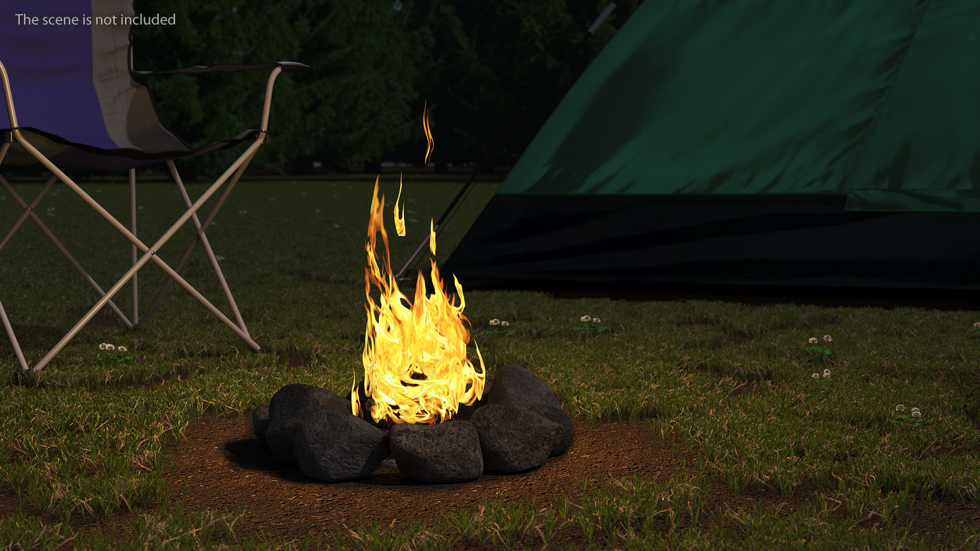 3D Campfire Surrounded by Rocks model