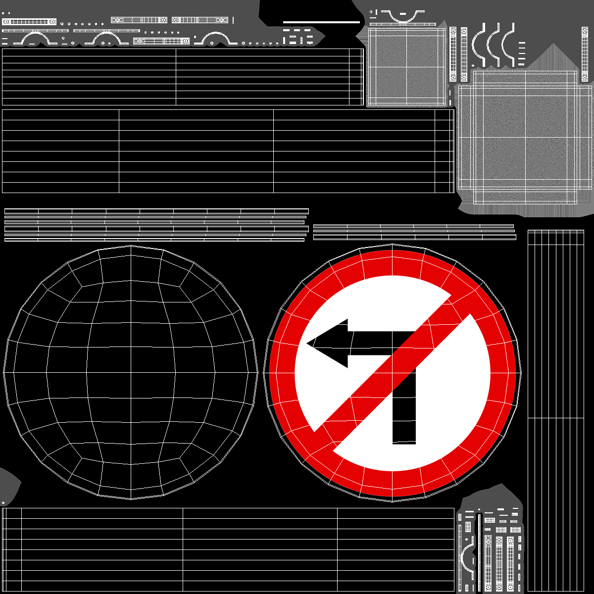 Road Sign No Left Turn 3D