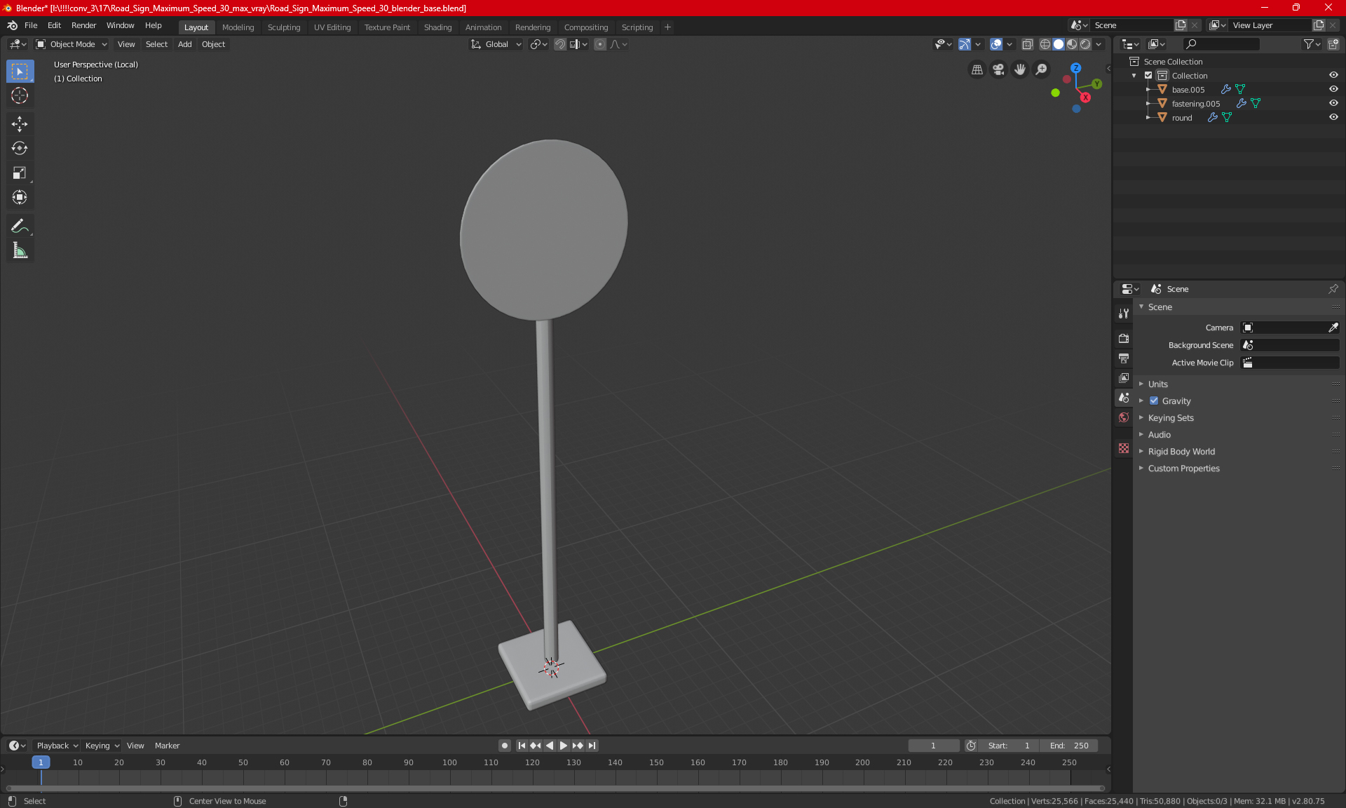 Road Sign No Left Turn 3D