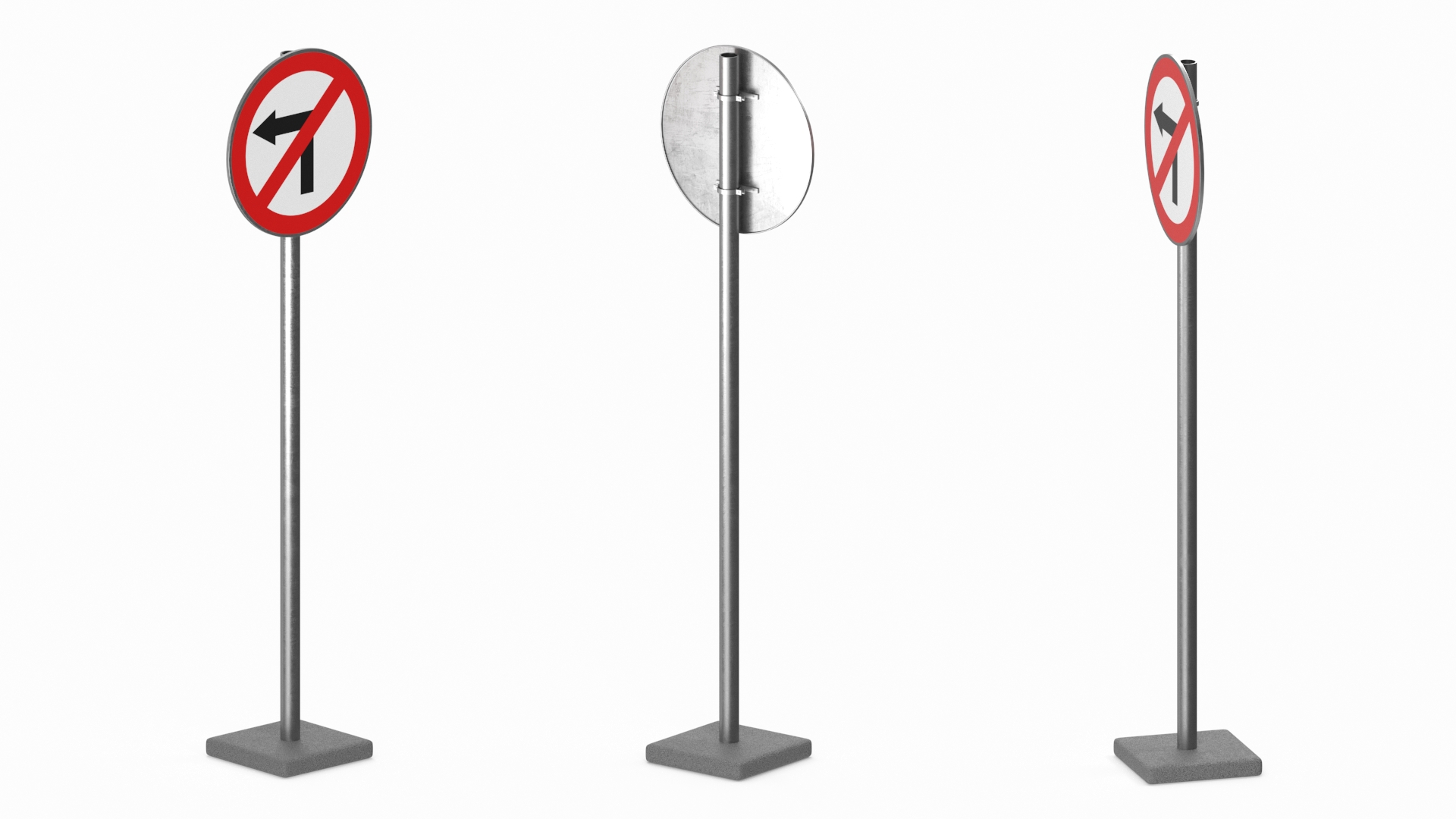 Road Sign No Left Turn 3D