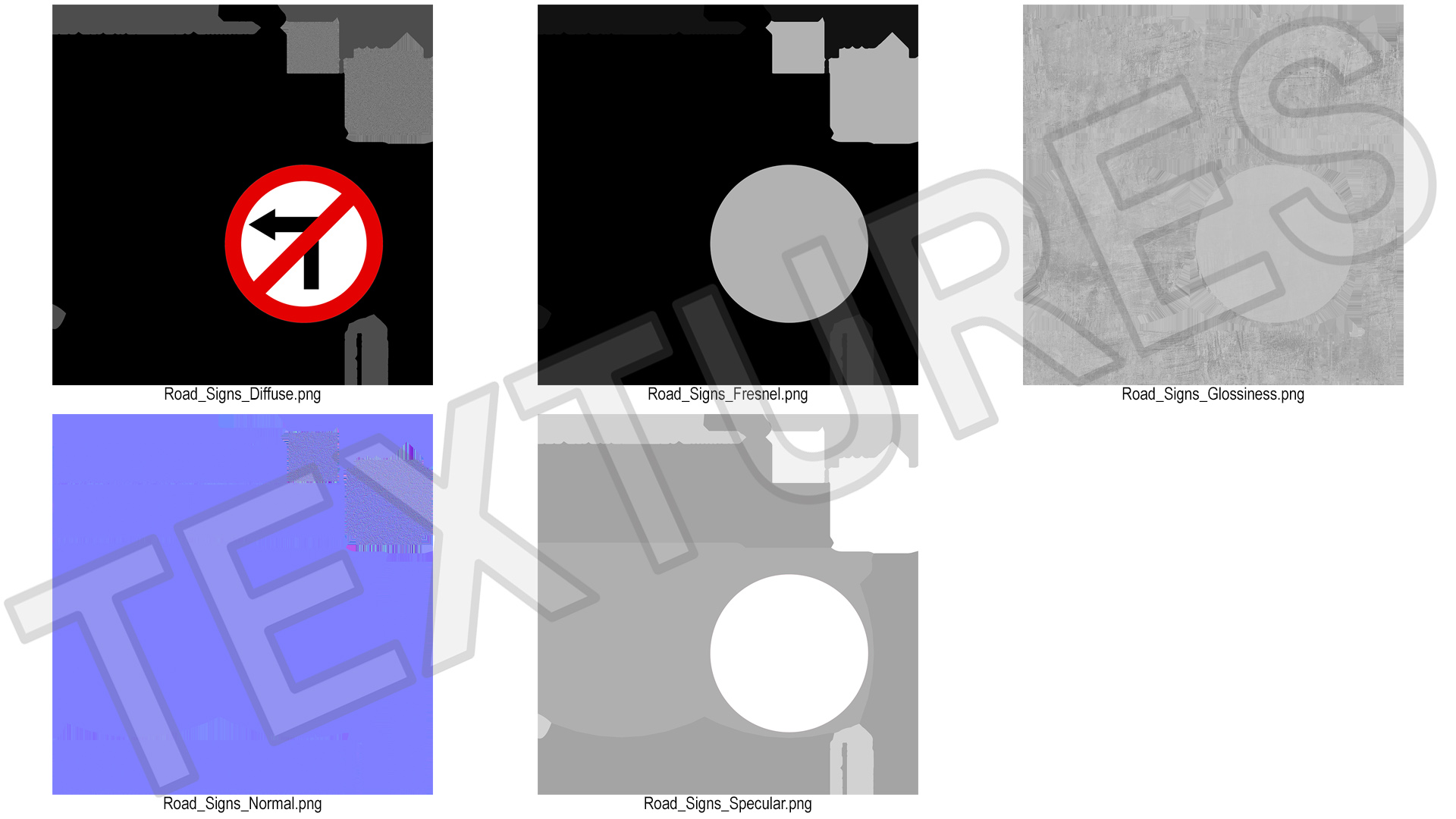 Road Sign No Left Turn 3D