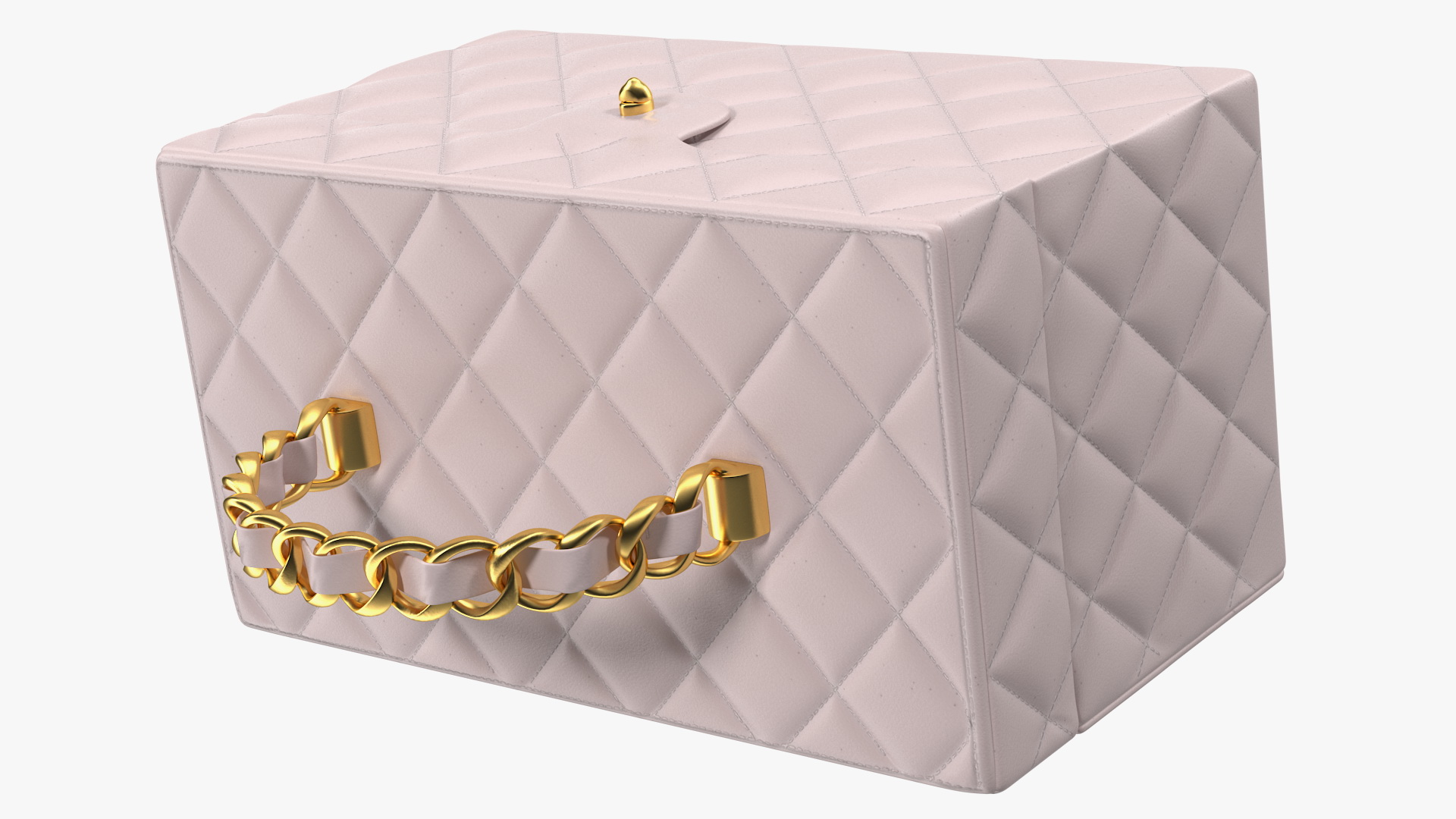 Vintage Pink Quilted Cosmetic Bag Train Case 3D model