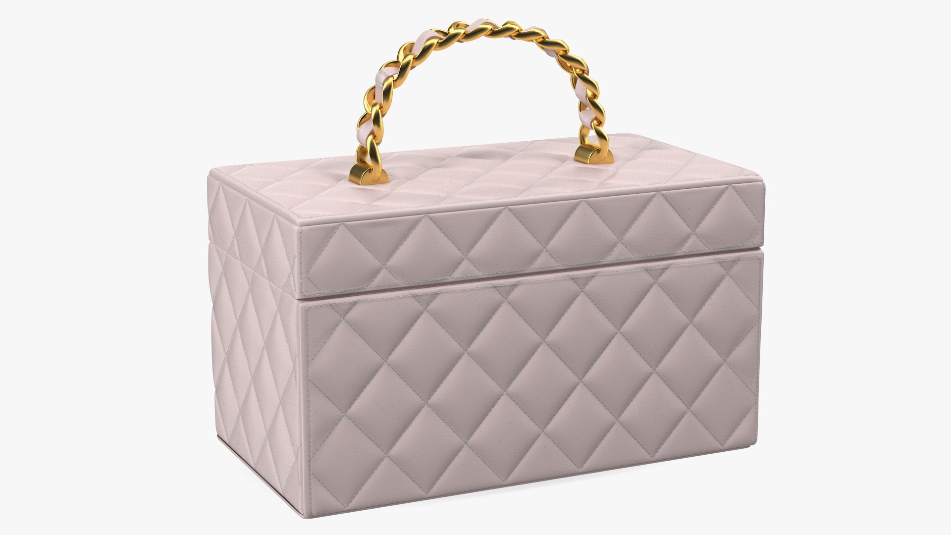 Vintage Pink Quilted Cosmetic Bag Train Case 3D model