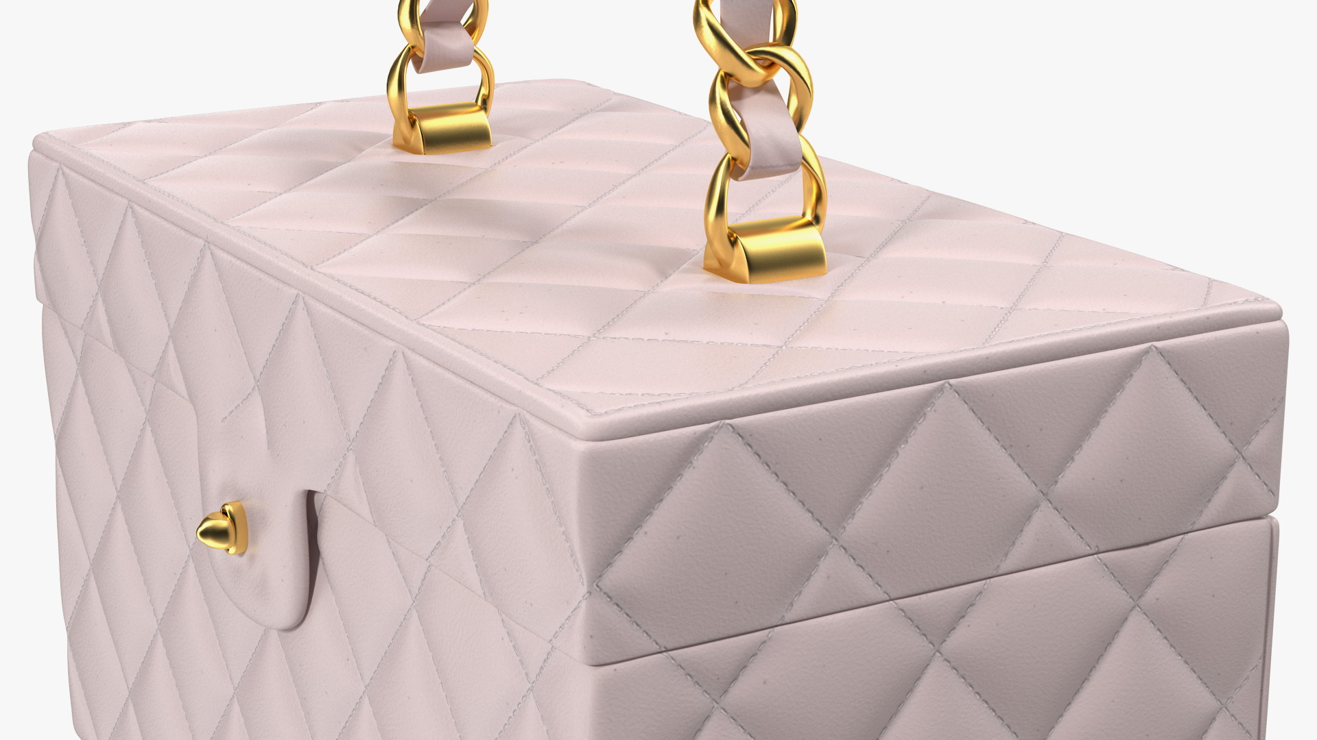 Vintage Pink Quilted Cosmetic Bag Train Case 3D model