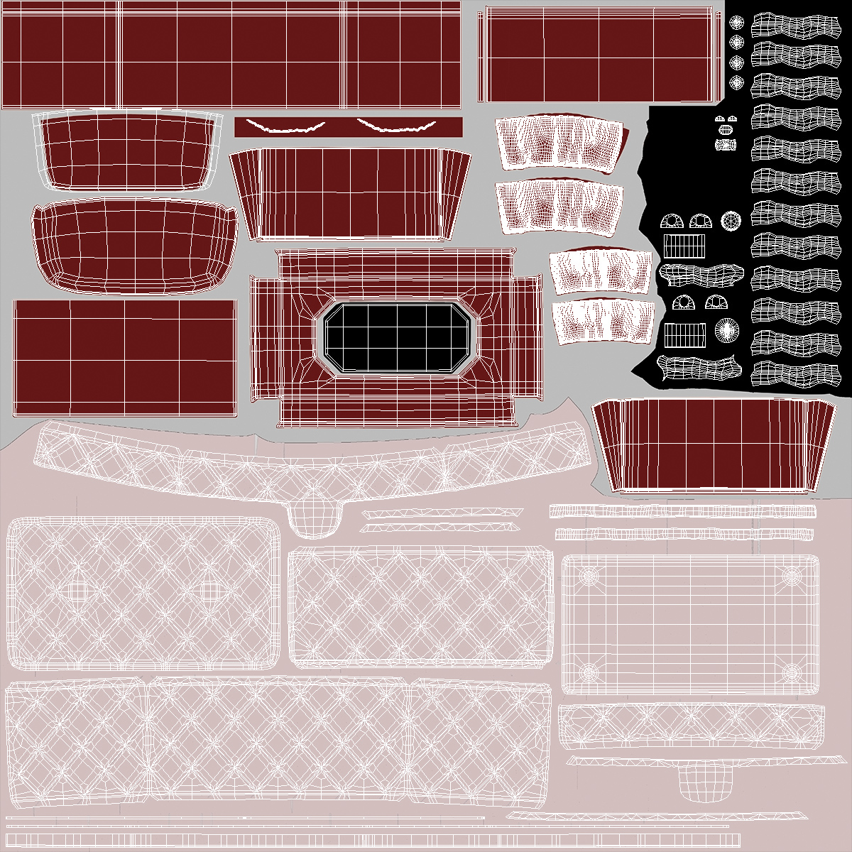Vintage Pink Quilted Cosmetic Bag Train Case 3D model