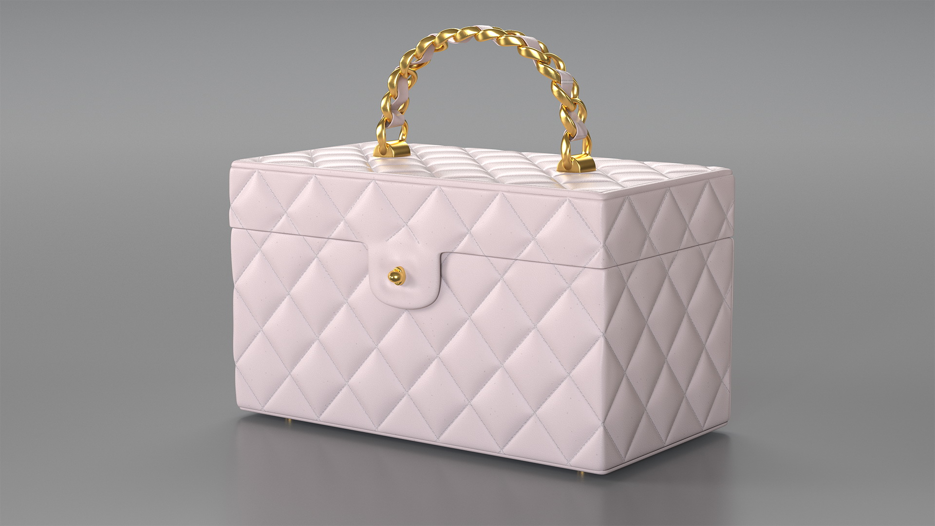 Vintage Pink Quilted Cosmetic Bag Train Case 3D model
