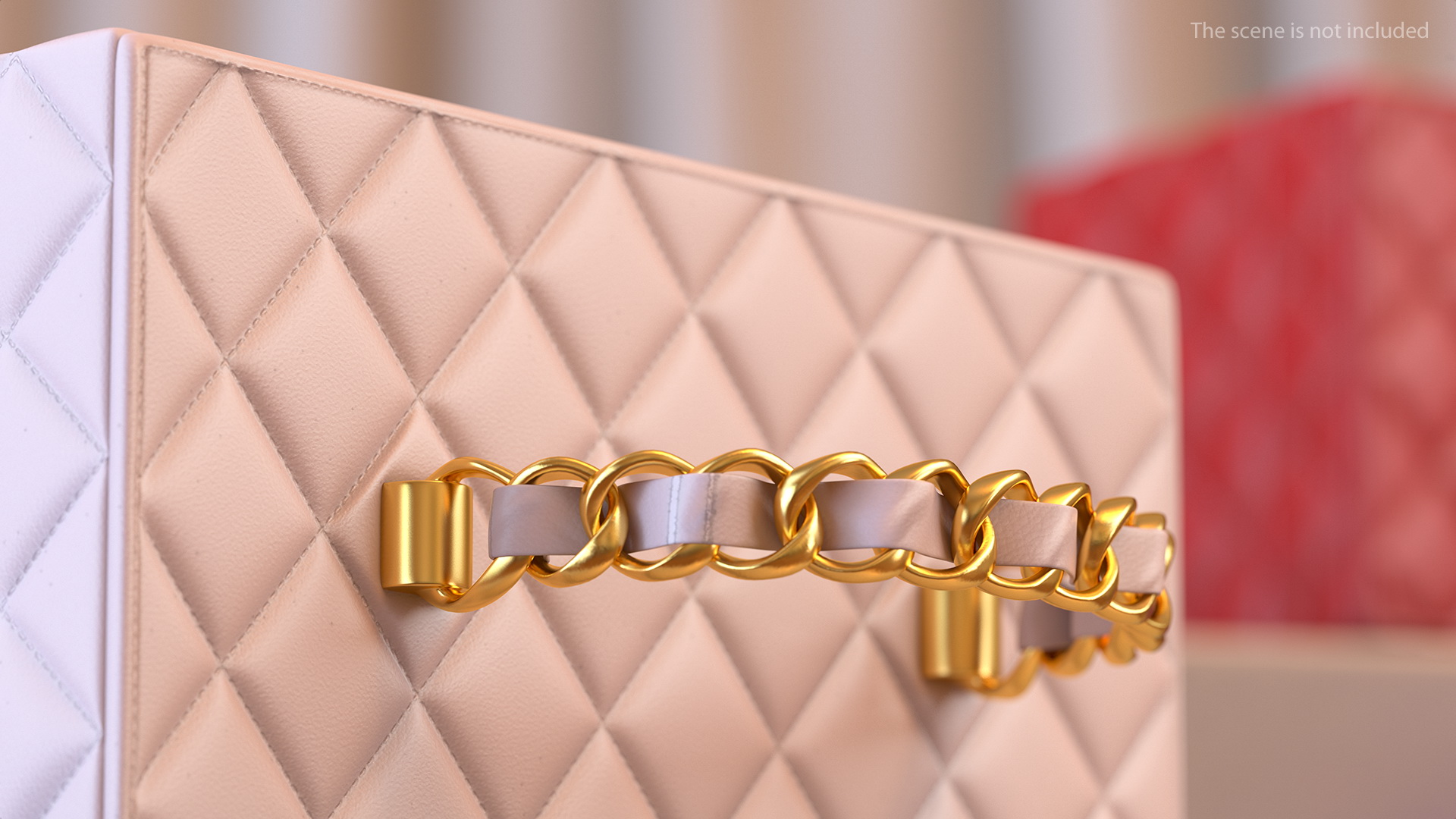 Vintage Pink Quilted Cosmetic Bag Train Case 3D model