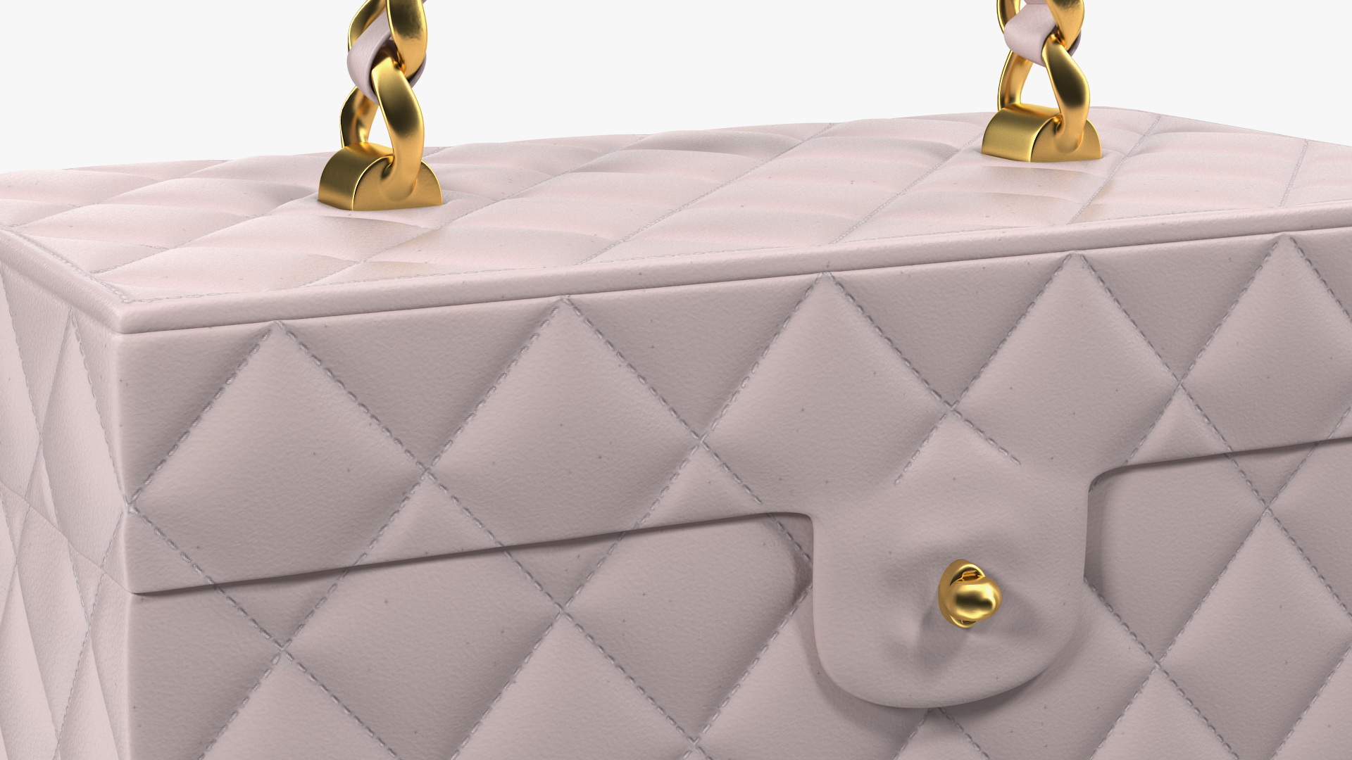 Vintage Pink Quilted Cosmetic Bag Train Case 3D model