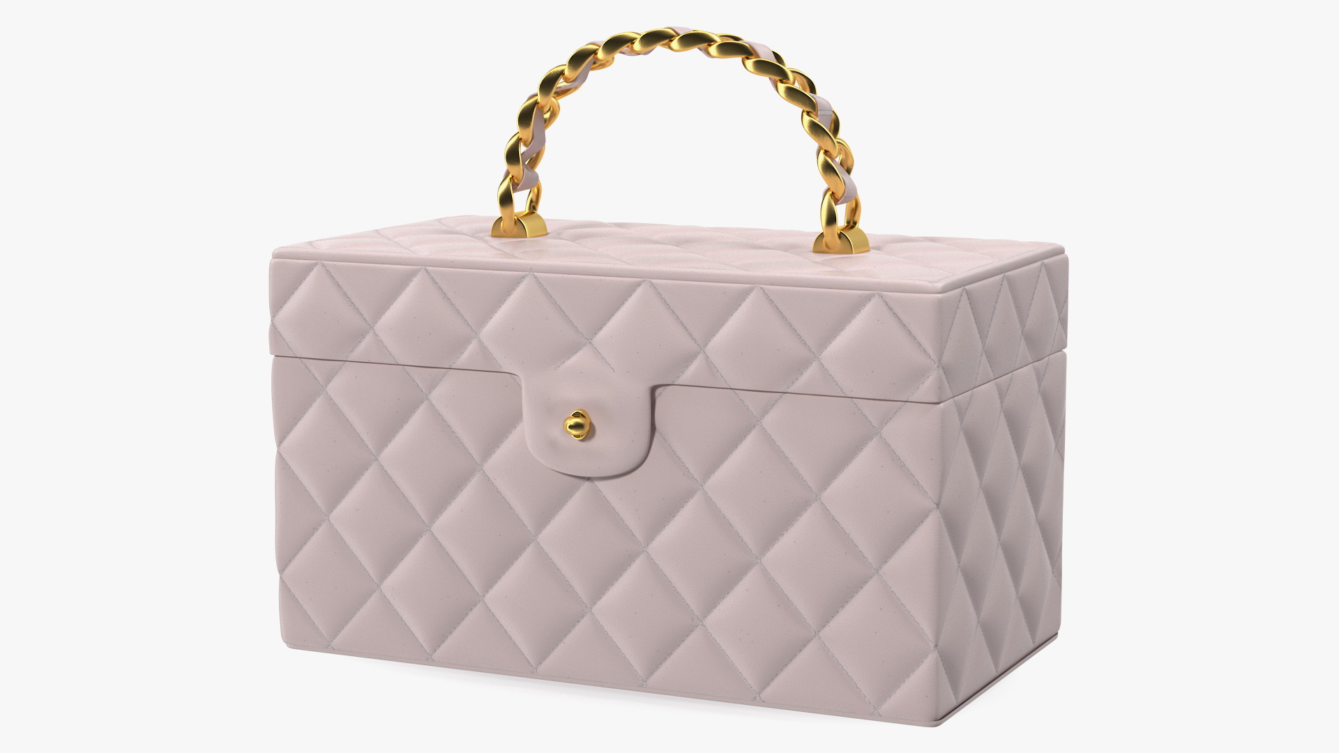 Vintage Pink Quilted Cosmetic Bag Train Case 3D model