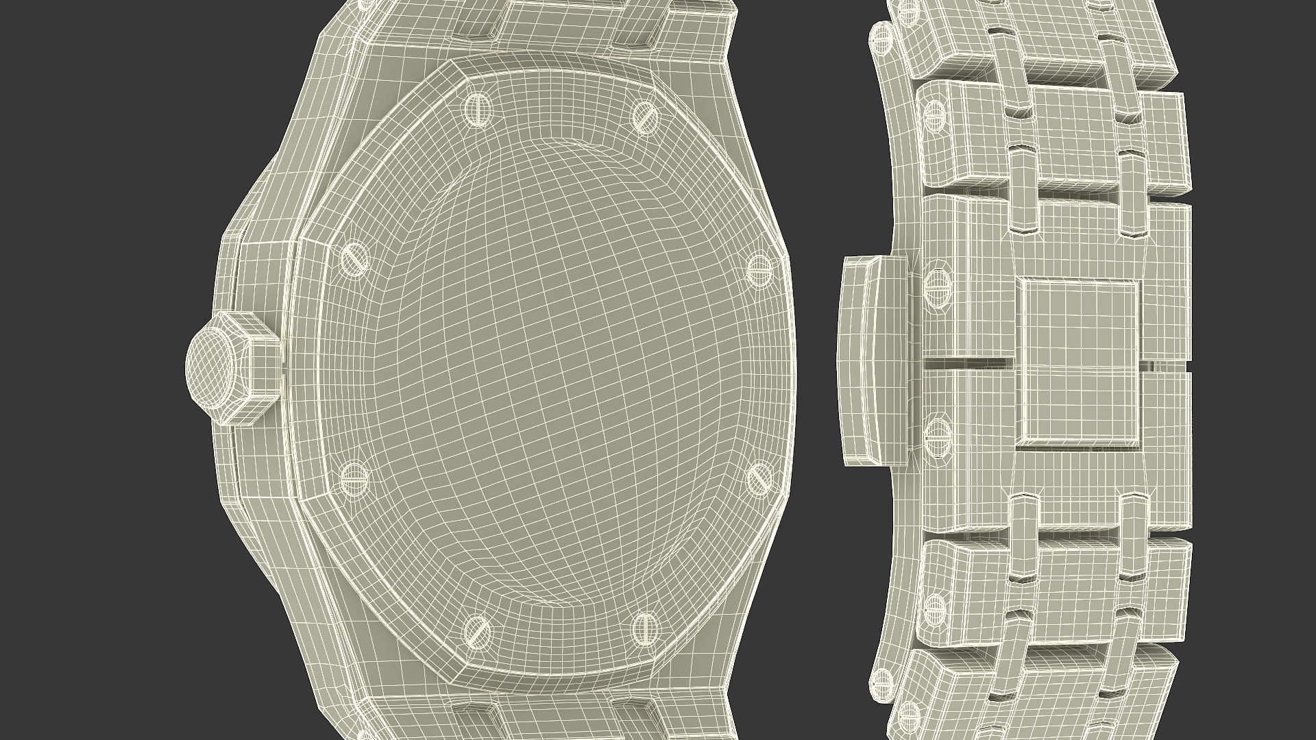 Luxury Royal Watch Black Stainless Steel Diamond-Set Chronograph 3D model