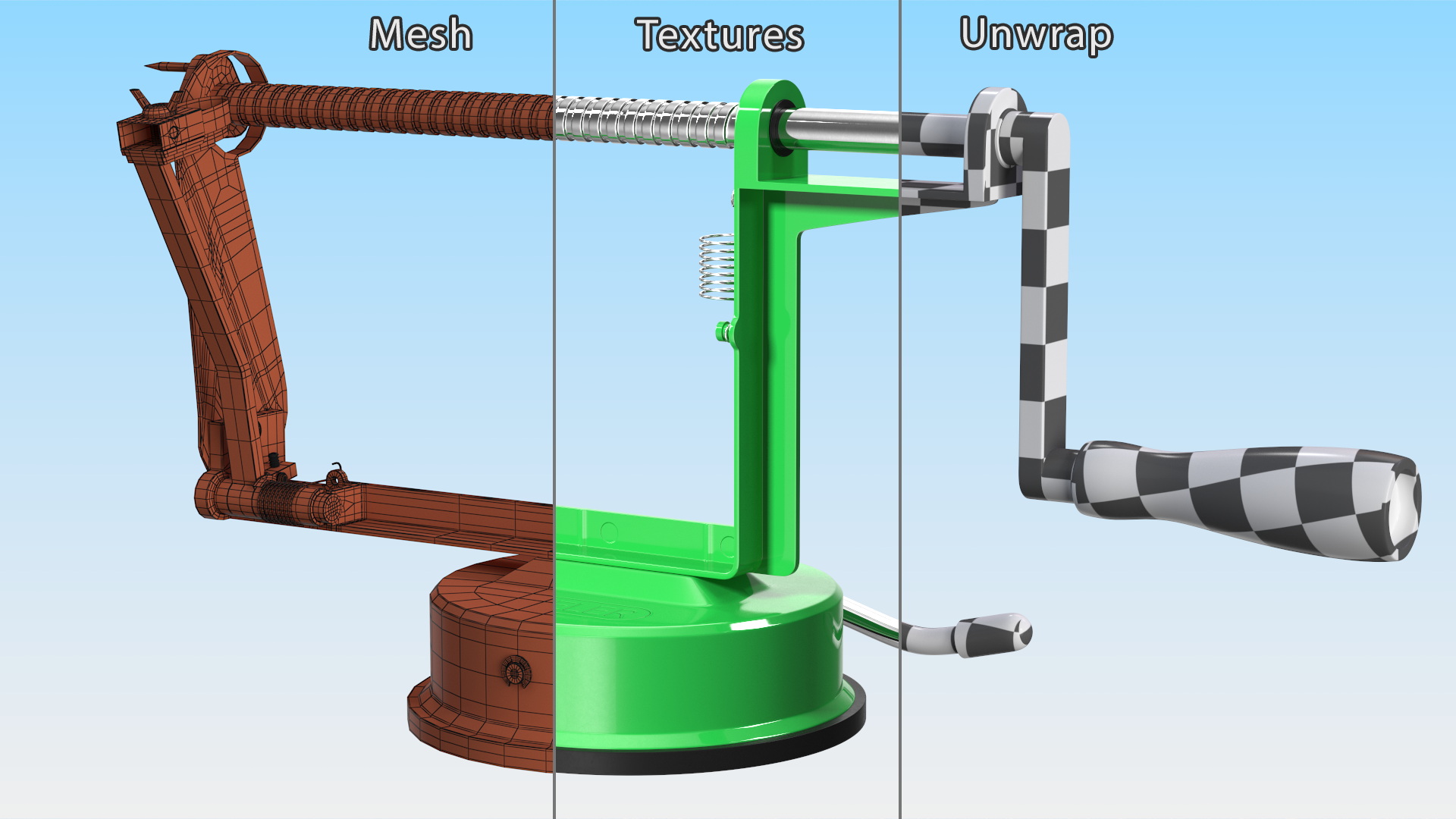 Green Potato And Apple Peeler 3D model