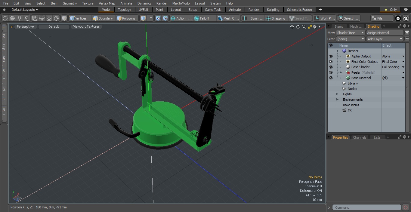 Green Potato And Apple Peeler 3D model