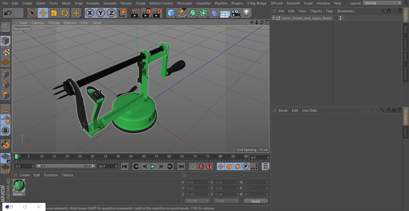 Green Potato And Apple Peeler 3D model