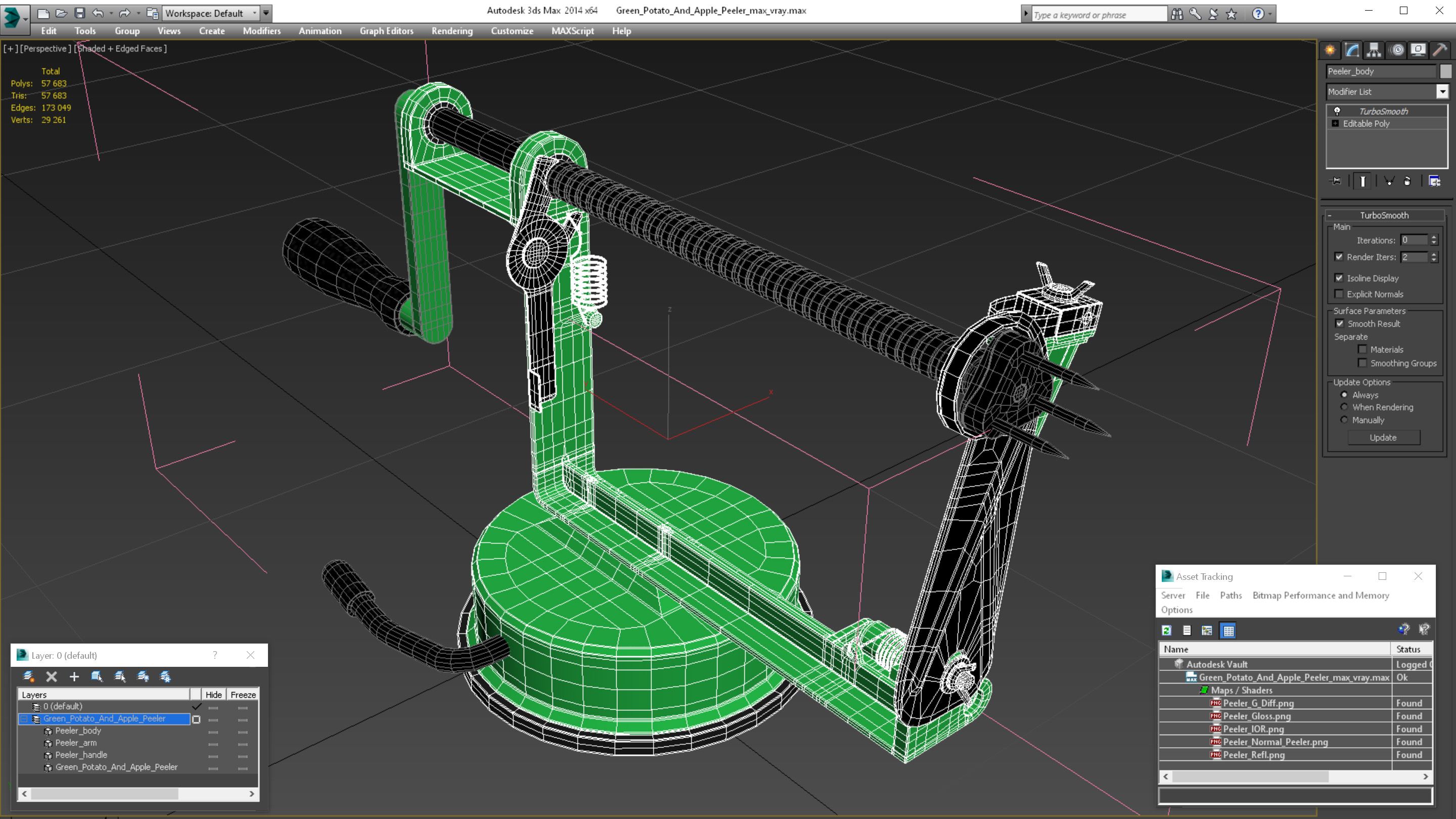 Green Potato And Apple Peeler 3D model