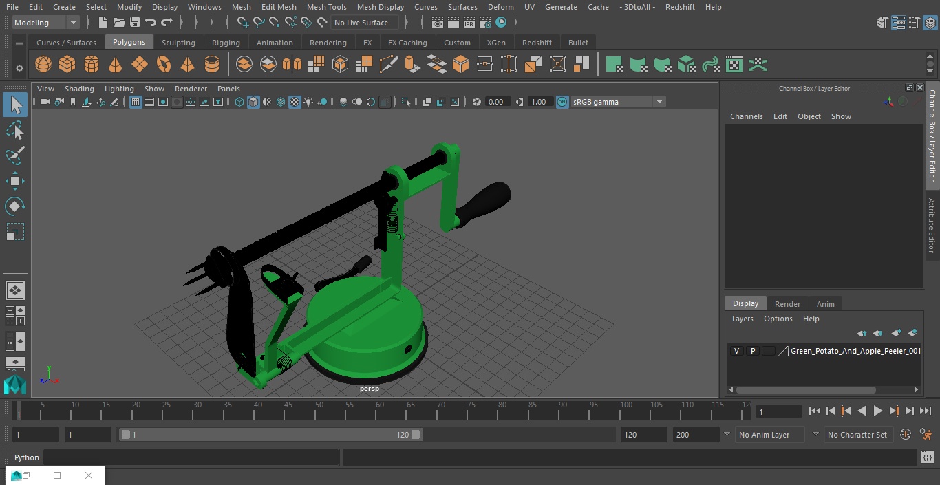 Green Potato And Apple Peeler 3D model