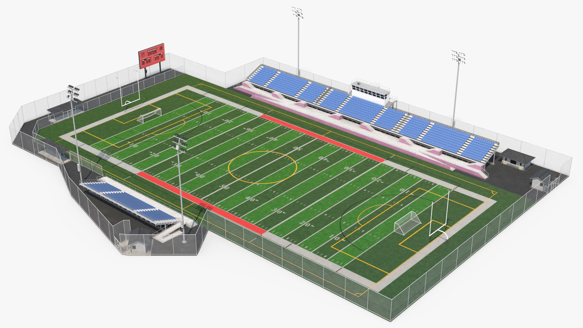 Outdoor American Football Field with Bleachers Fur - view 4