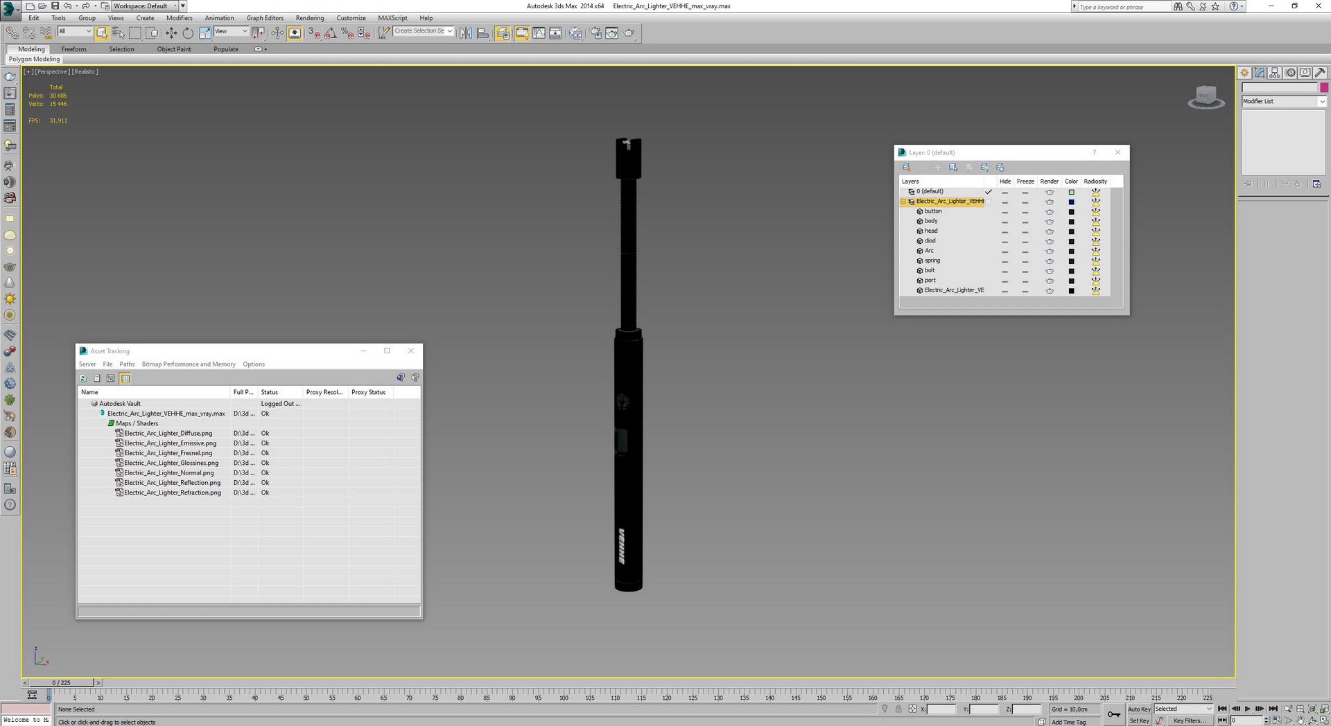 3D Electric Arc Lighter VEHHE Rigged model