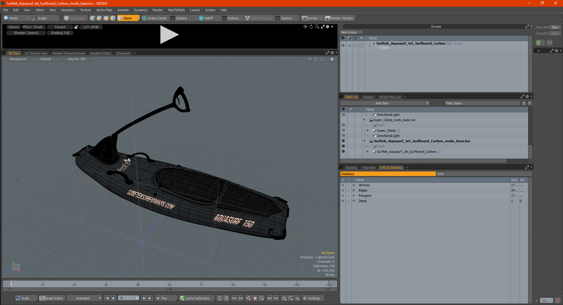Surftek Aquasurf Jet Surfboard Carbon 3D