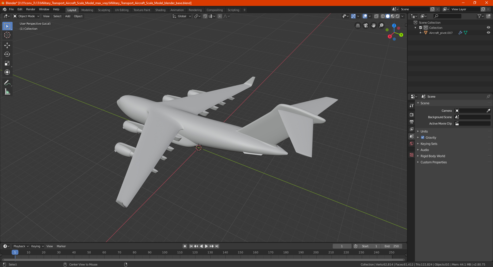 Military Transport Aircraft Scale Model 3D model