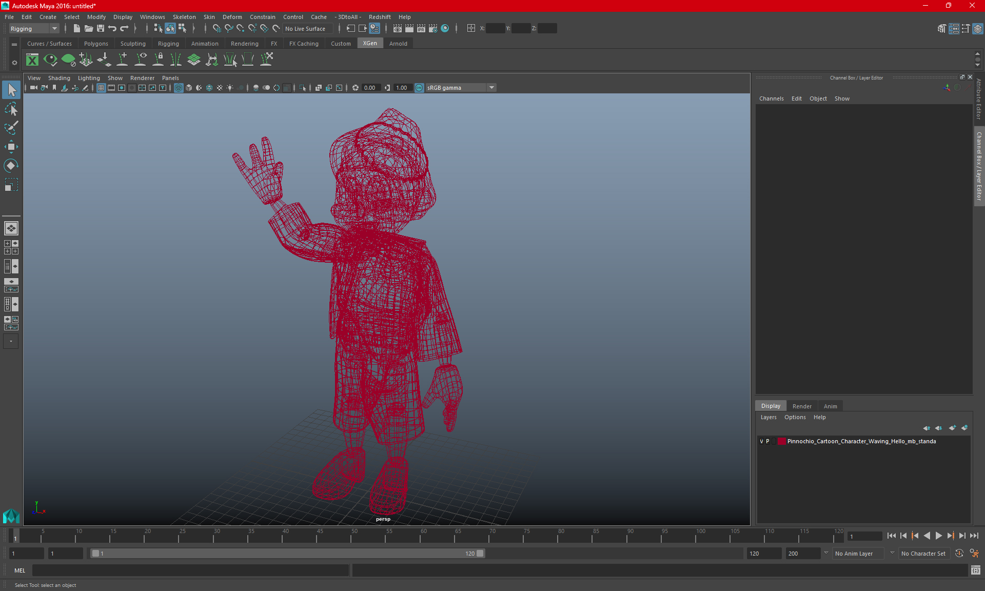 3D model Pinnochio Cartoon Character Waving Hello