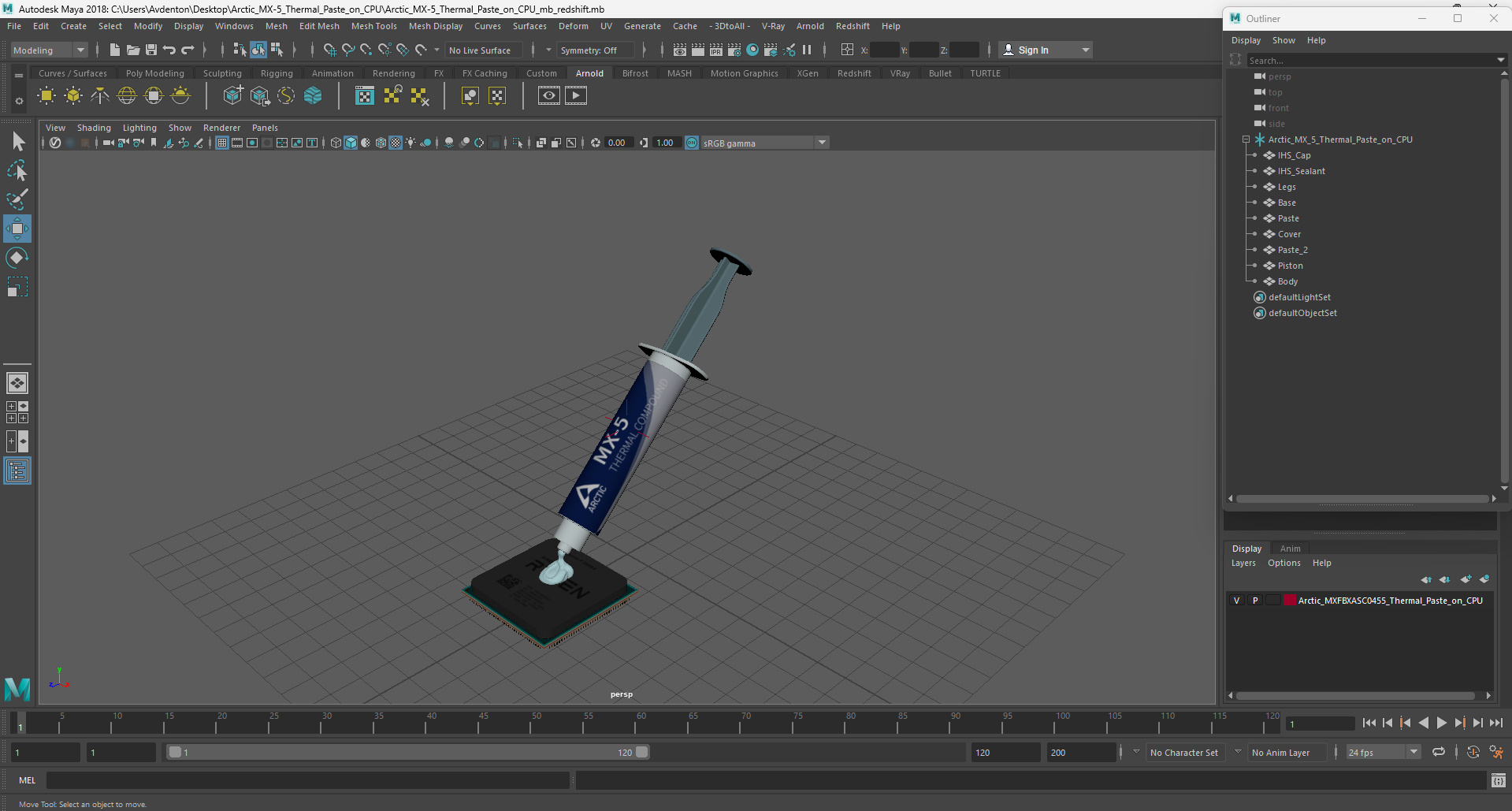 Arctic MX-5 Thermal Paste on CPU 3D