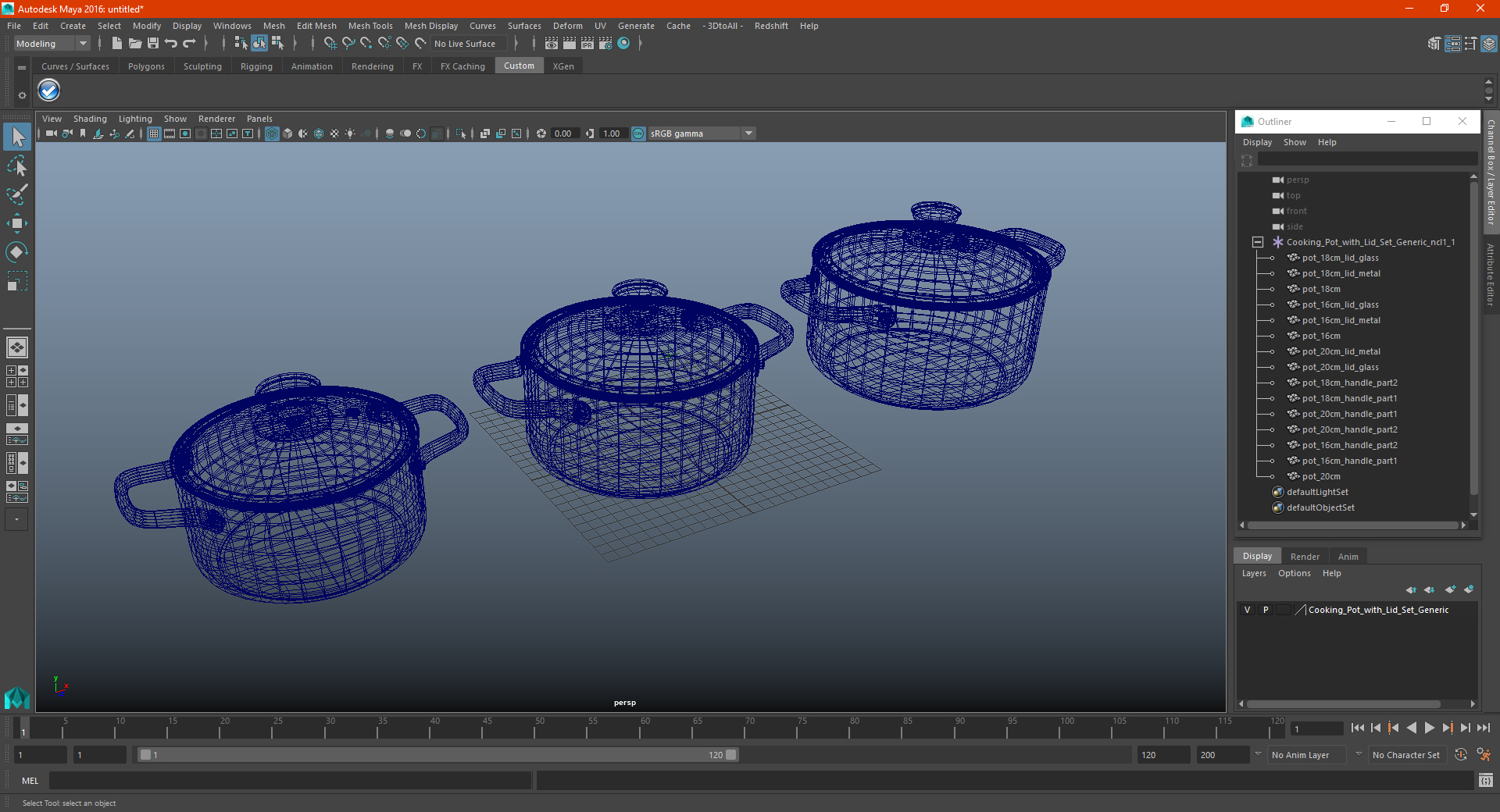 Cooking Pot with Lid Set Generic 3D