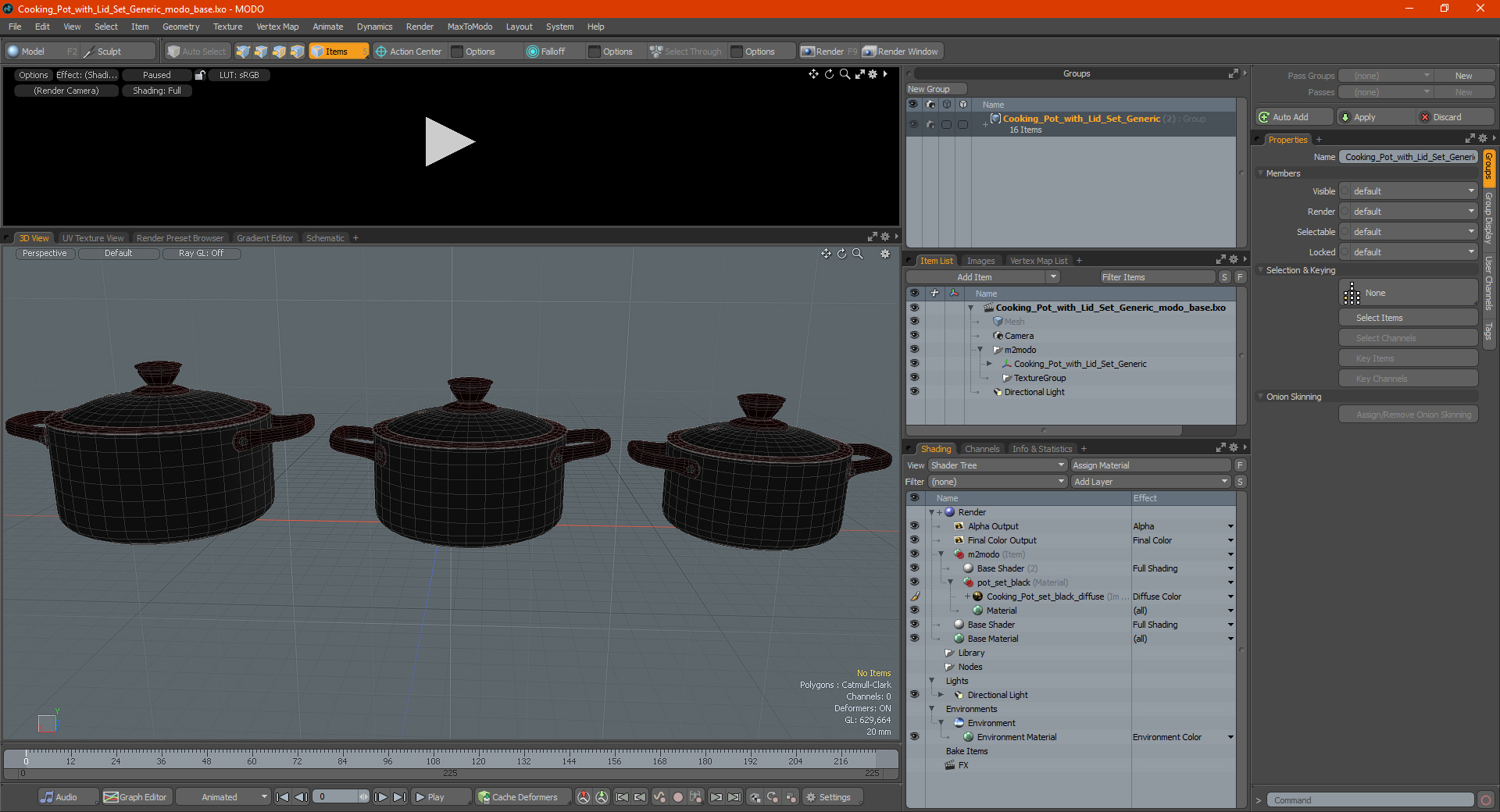 Cooking Pot with Lid Set Generic 3D