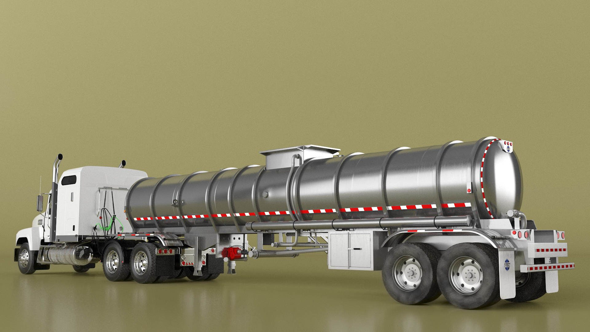 Freight Truck with Food Grade Tank Trailer 3D