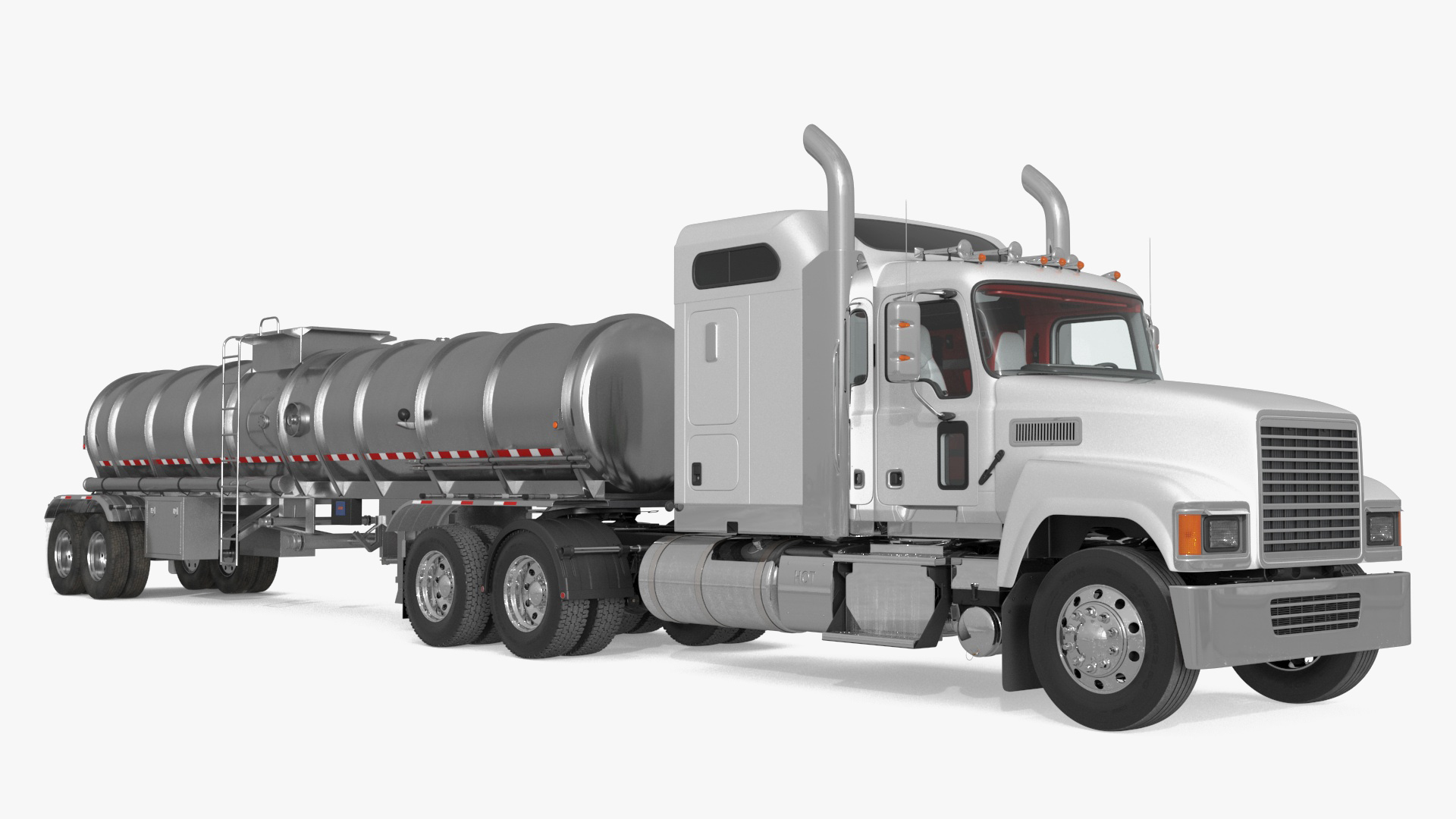Freight Truck with Food Grade Tank Trailer 3D