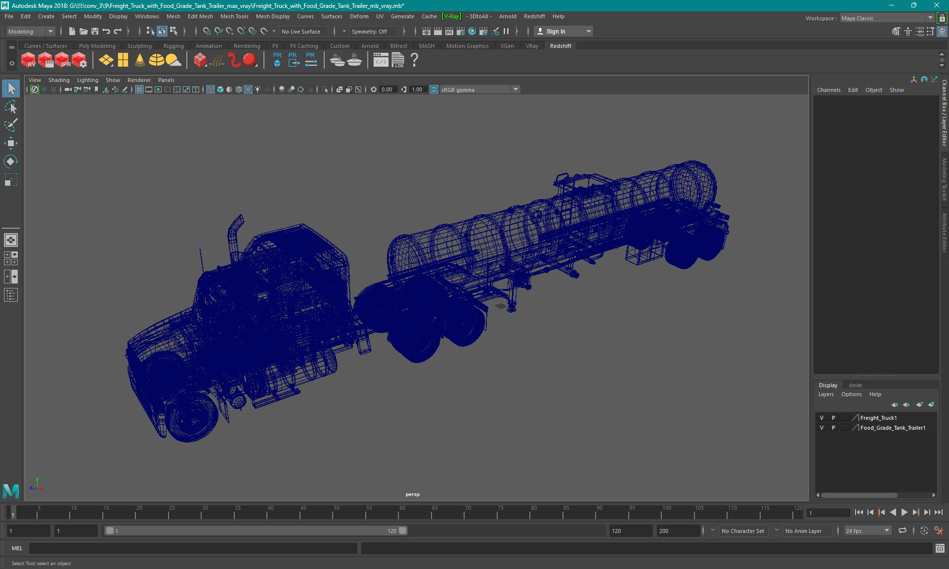 Freight Truck with Food Grade Tank Trailer 3D