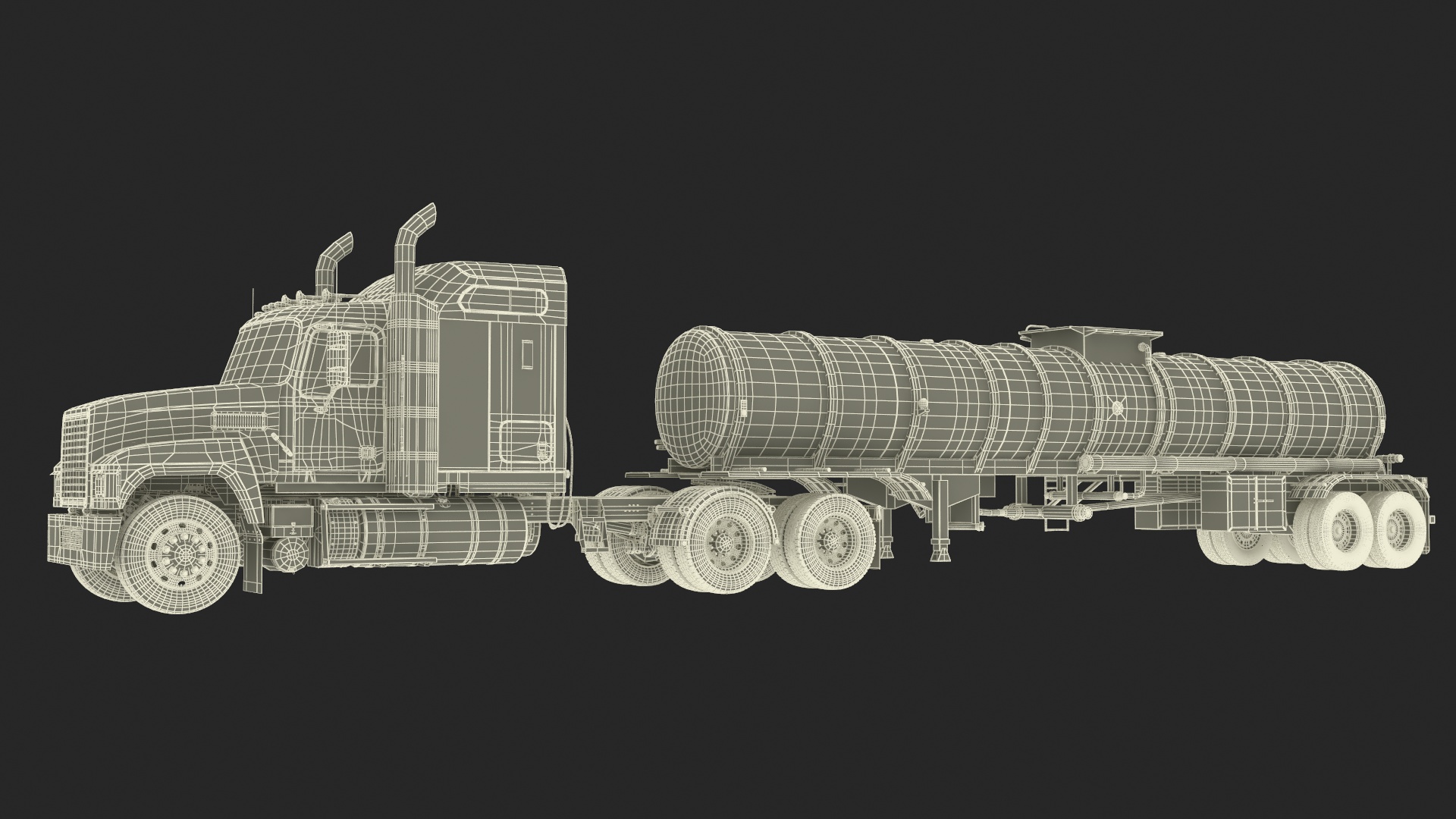 Freight Truck with Food Grade Tank Trailer 3D