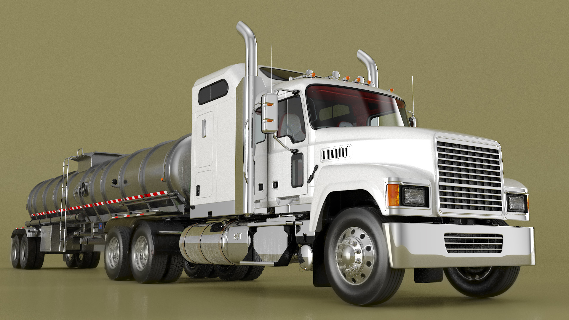 Freight Truck with Food Grade Tank Trailer 3D
