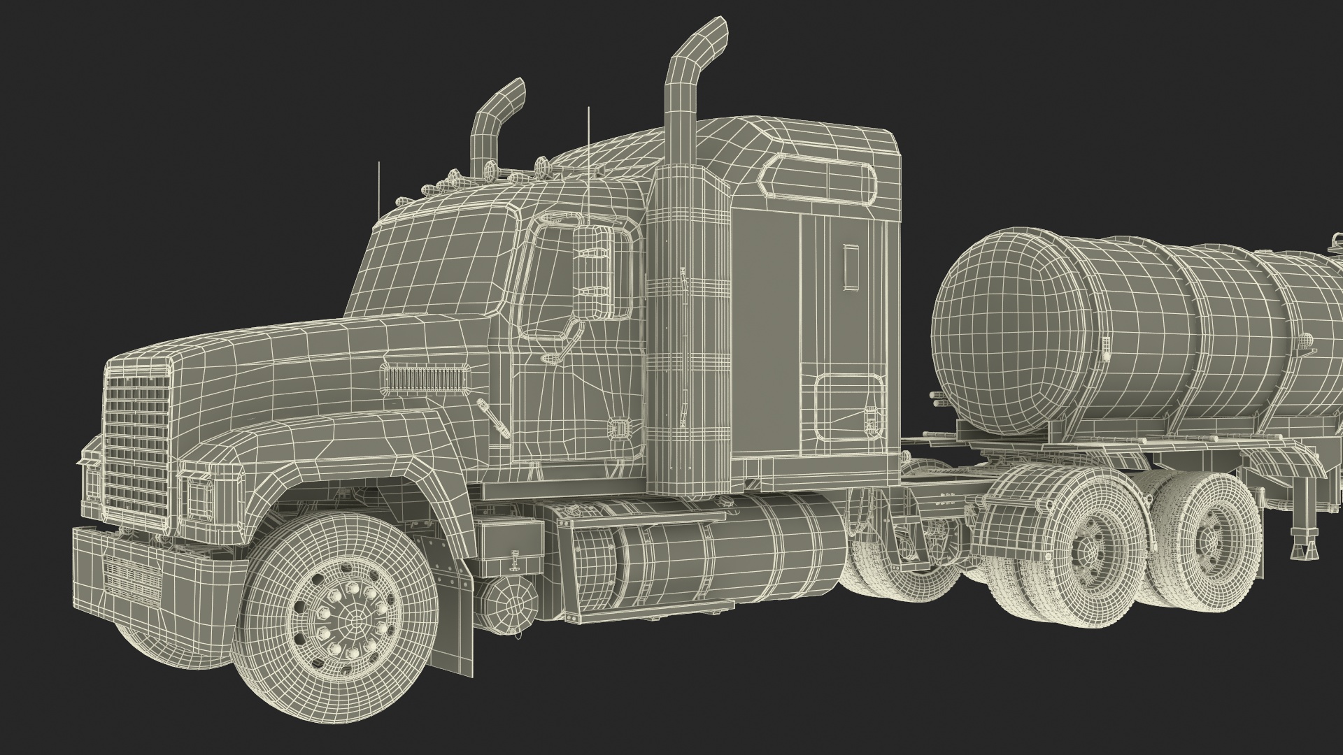 Freight Truck with Food Grade Tank Trailer 3D