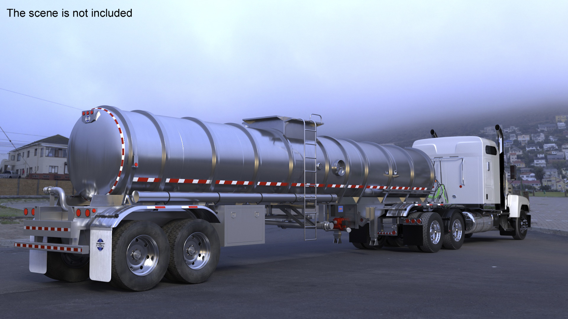 Freight Truck with Food Grade Tank Trailer 3D