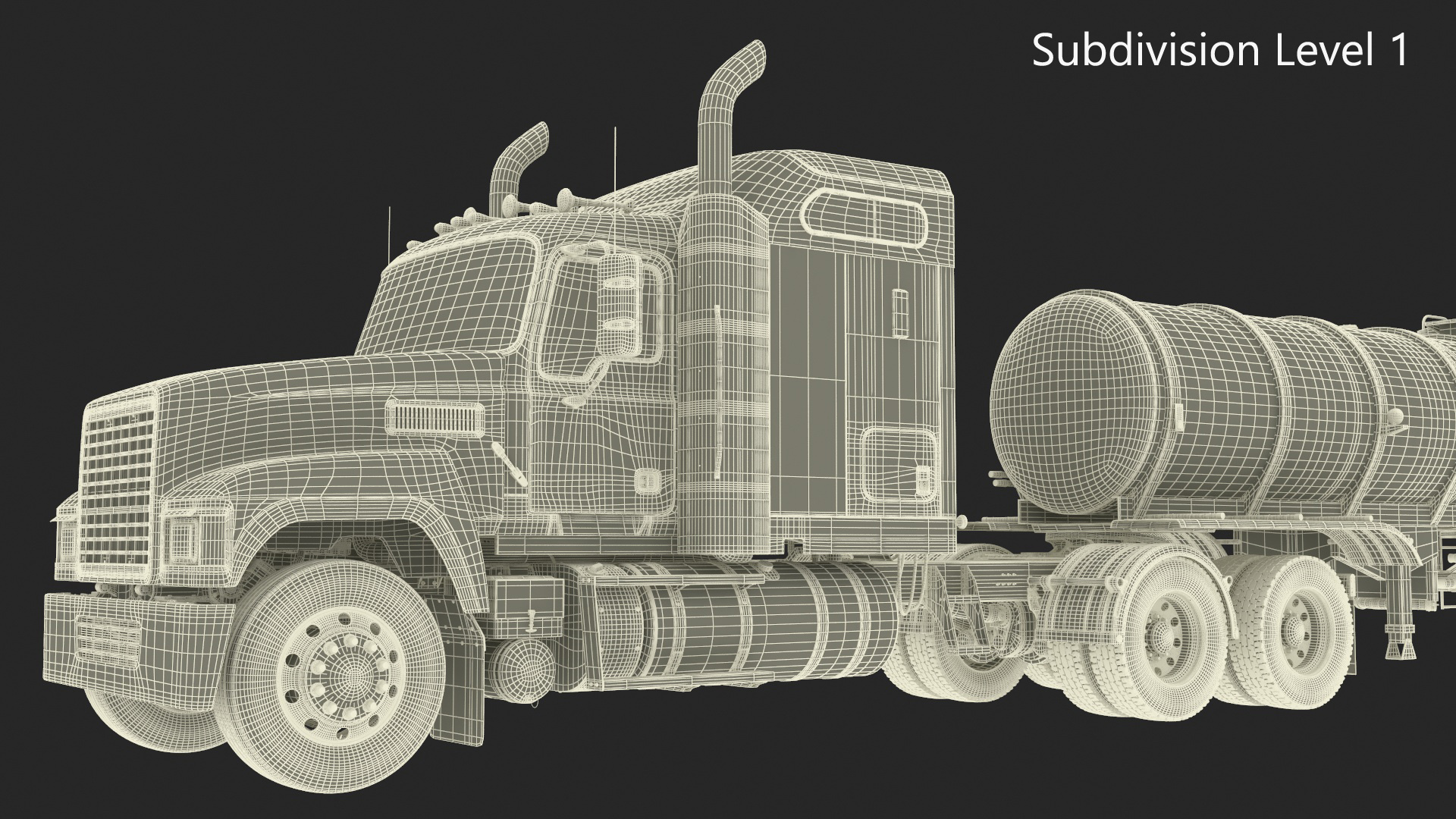 Freight Truck with Food Grade Tank Trailer 3D