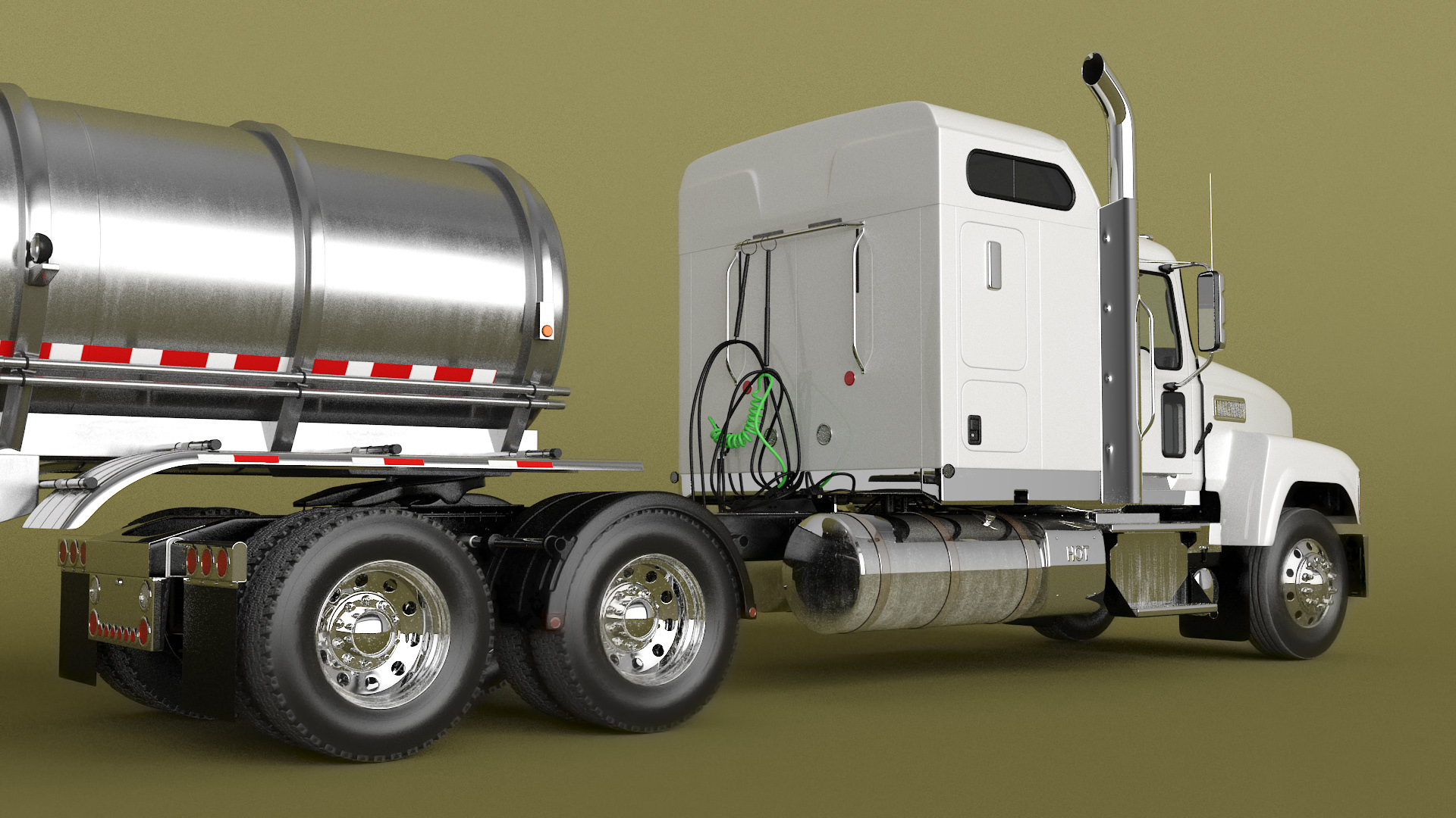 Freight Truck with Food Grade Tank Trailer 3D