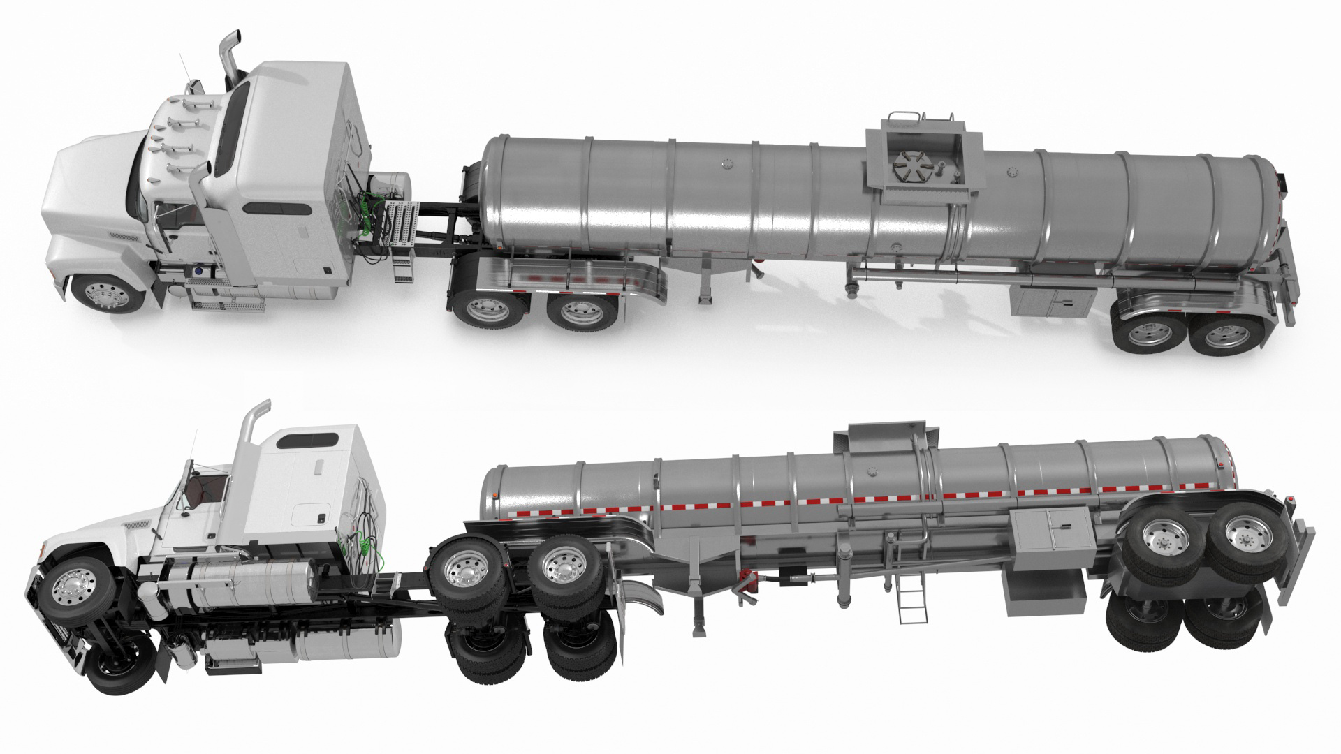 Freight Truck with Food Grade Tank Trailer 3D
