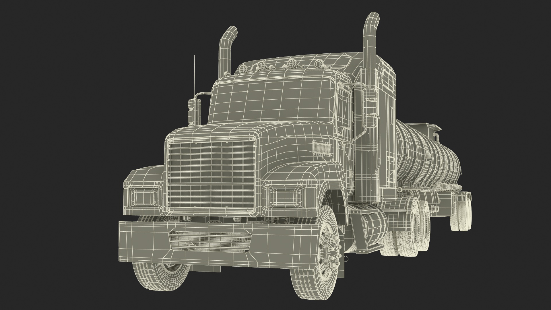 Freight Truck with Food Grade Tank Trailer 3D