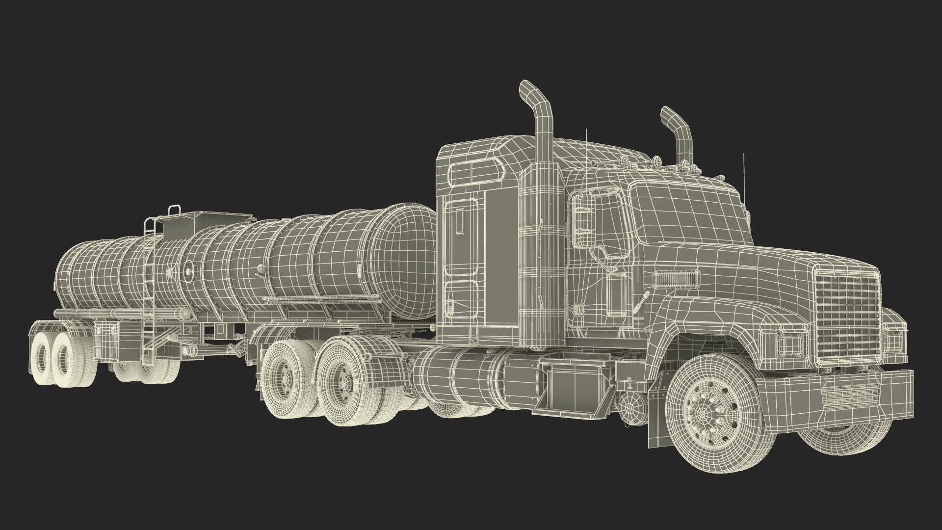 Freight Truck with Food Grade Tank Trailer 3D