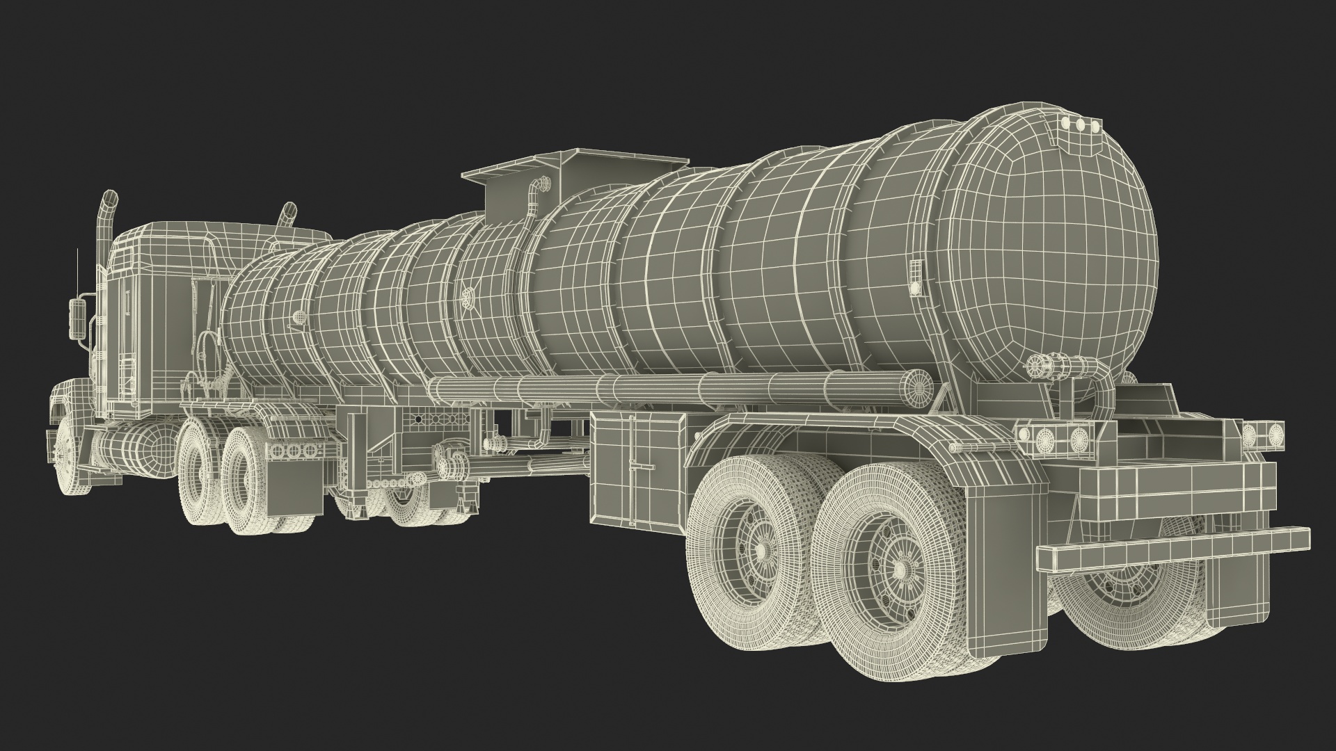Freight Truck with Food Grade Tank Trailer 3D