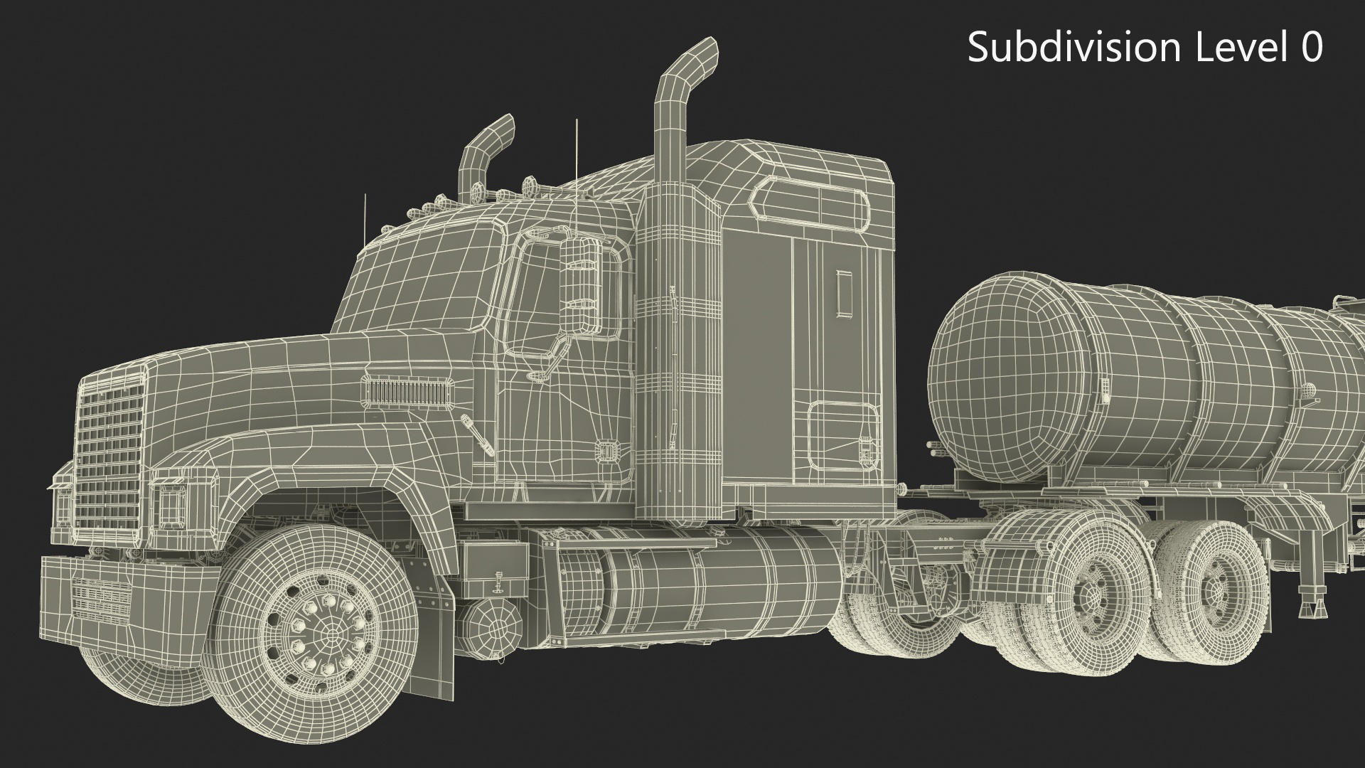 Freight Truck with Food Grade Tank Trailer 3D