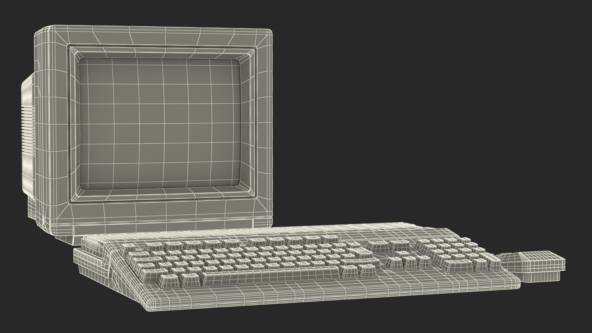 Vintage Computer with Monitor 3D model