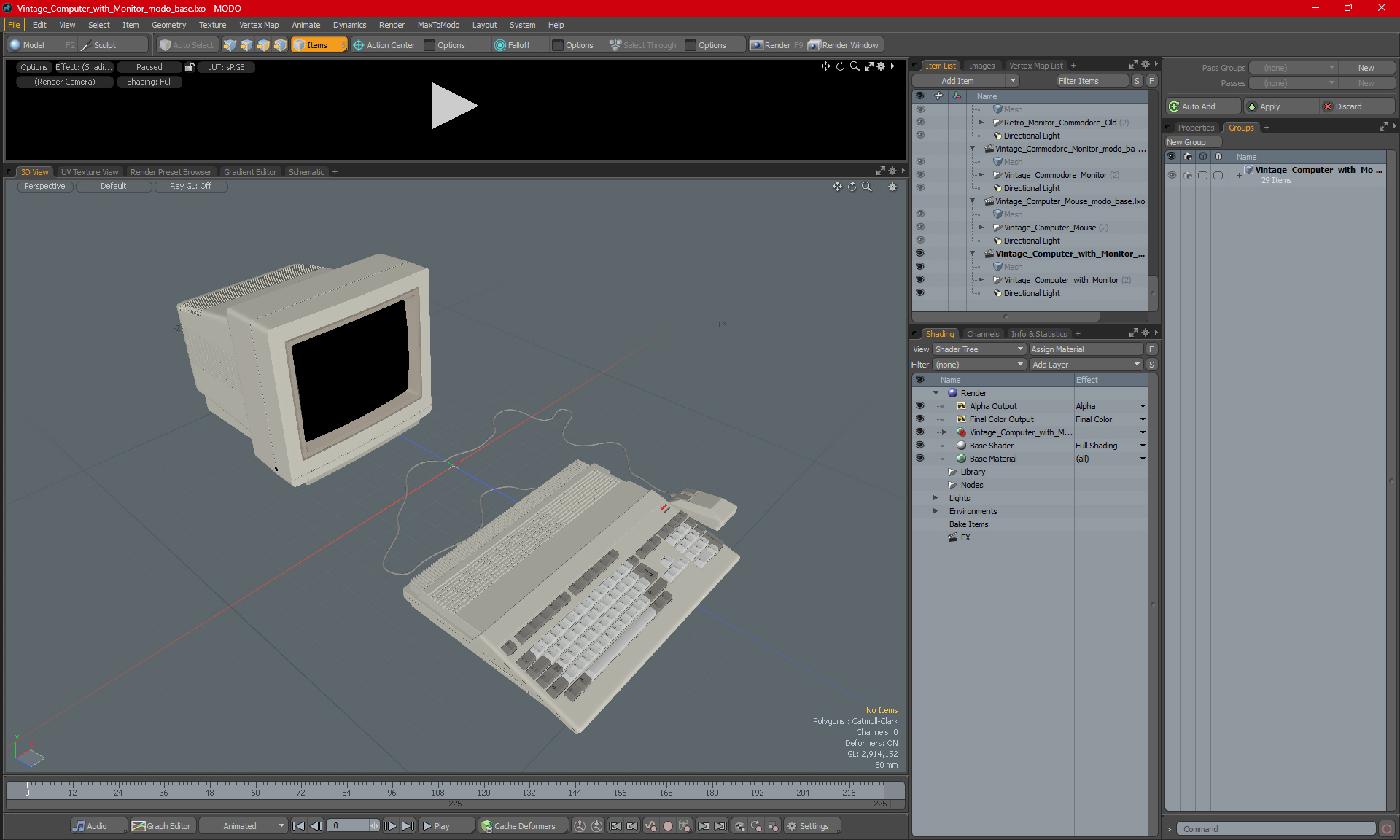 Vintage Computer with Monitor 3D model